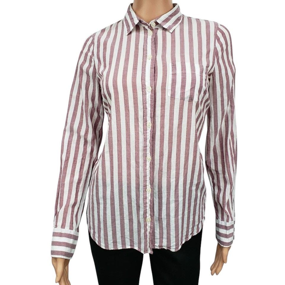 J.Crew J. Crew Mercantile Shirt Button Front Stripe Long Sleeves XS Size XS / US 0-2 / IT 36-38 - 2 Thumbnail