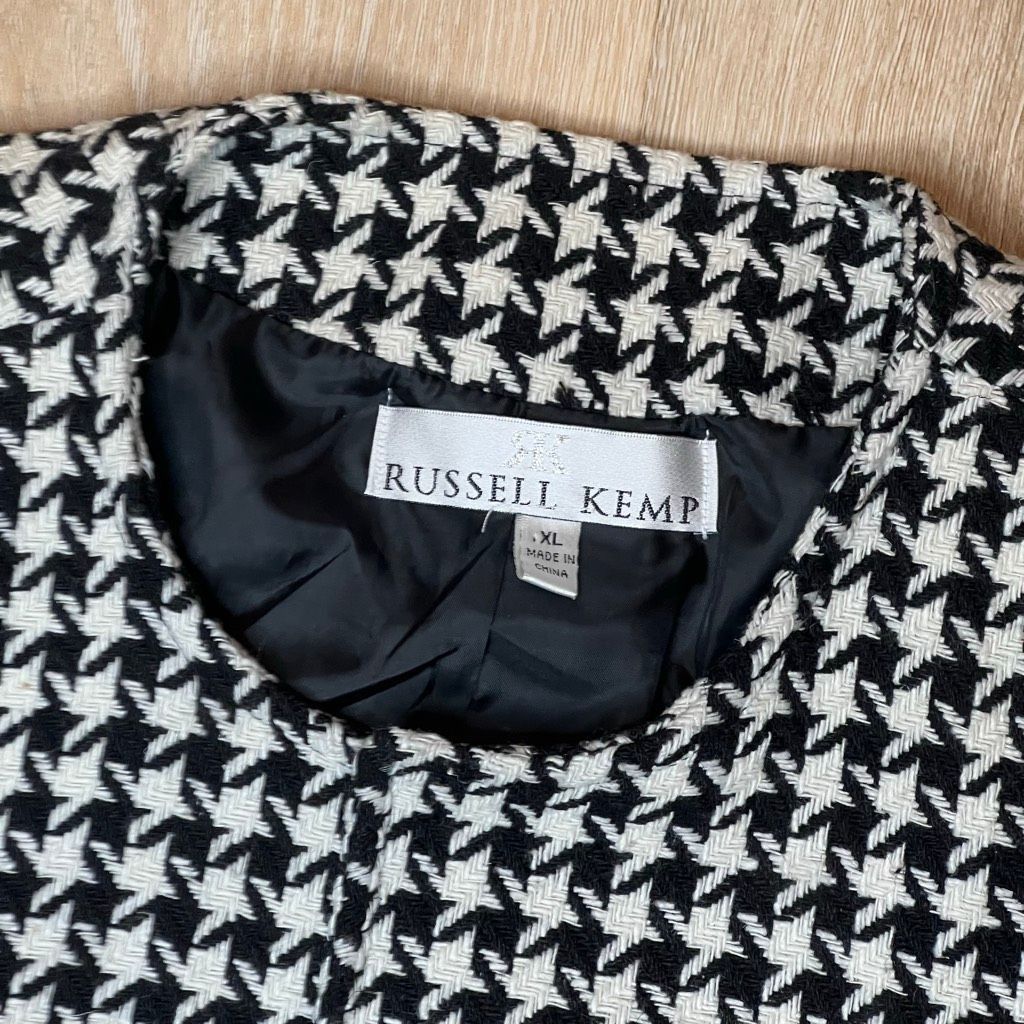 Vintage Russell Kemp Vintage Houndstooth Open Front Long Sleeve Blazer Jacket Women’s XL Size XL / US 12-14 / IT 48-50 - 4 Thumbnail