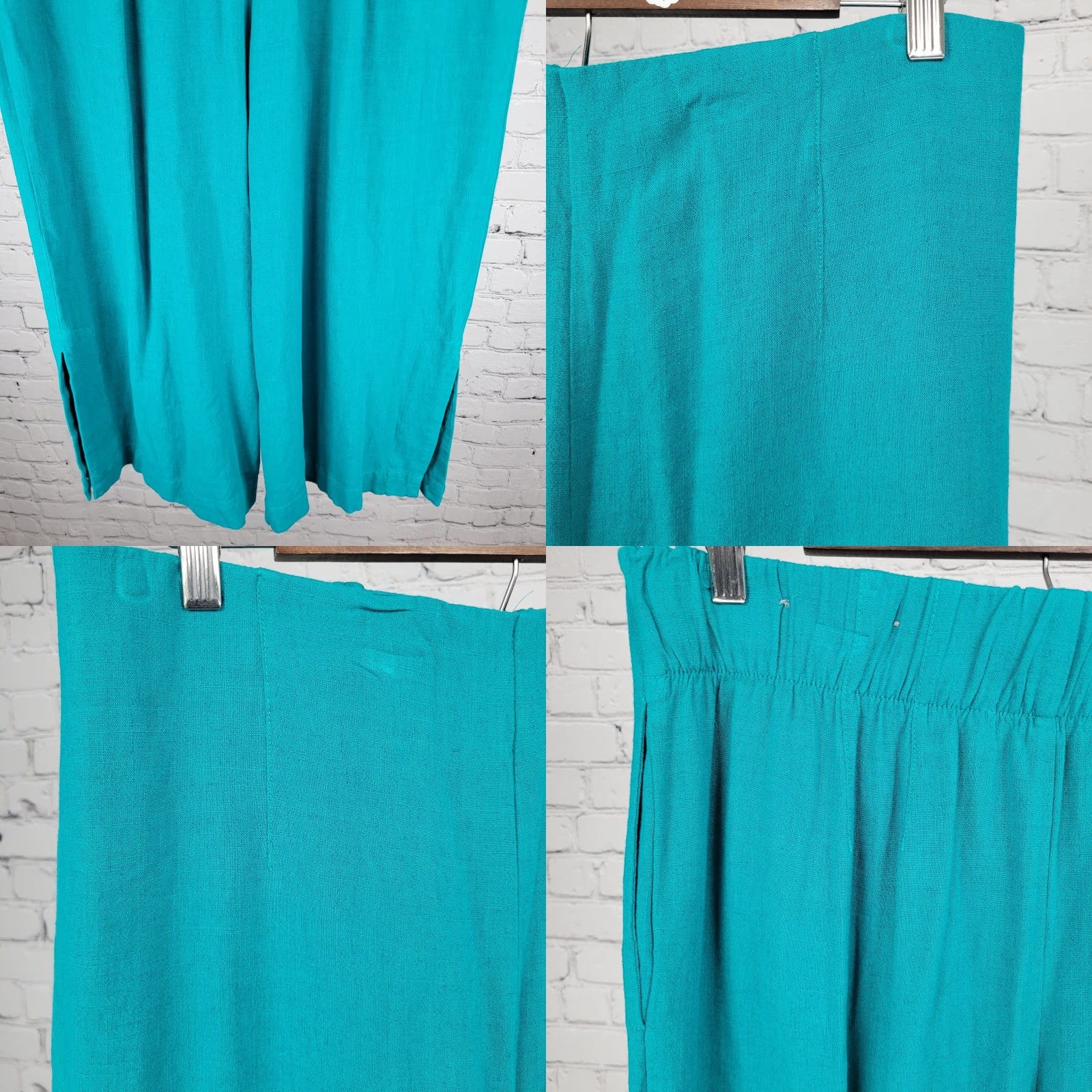 Soft Surroundings Soft Surroundings Blue Linen Blend High Rise Wide Leg Crop Pants Medium (32x21) Size 32" / US 10 / IT 46 - 8 Thumbnail