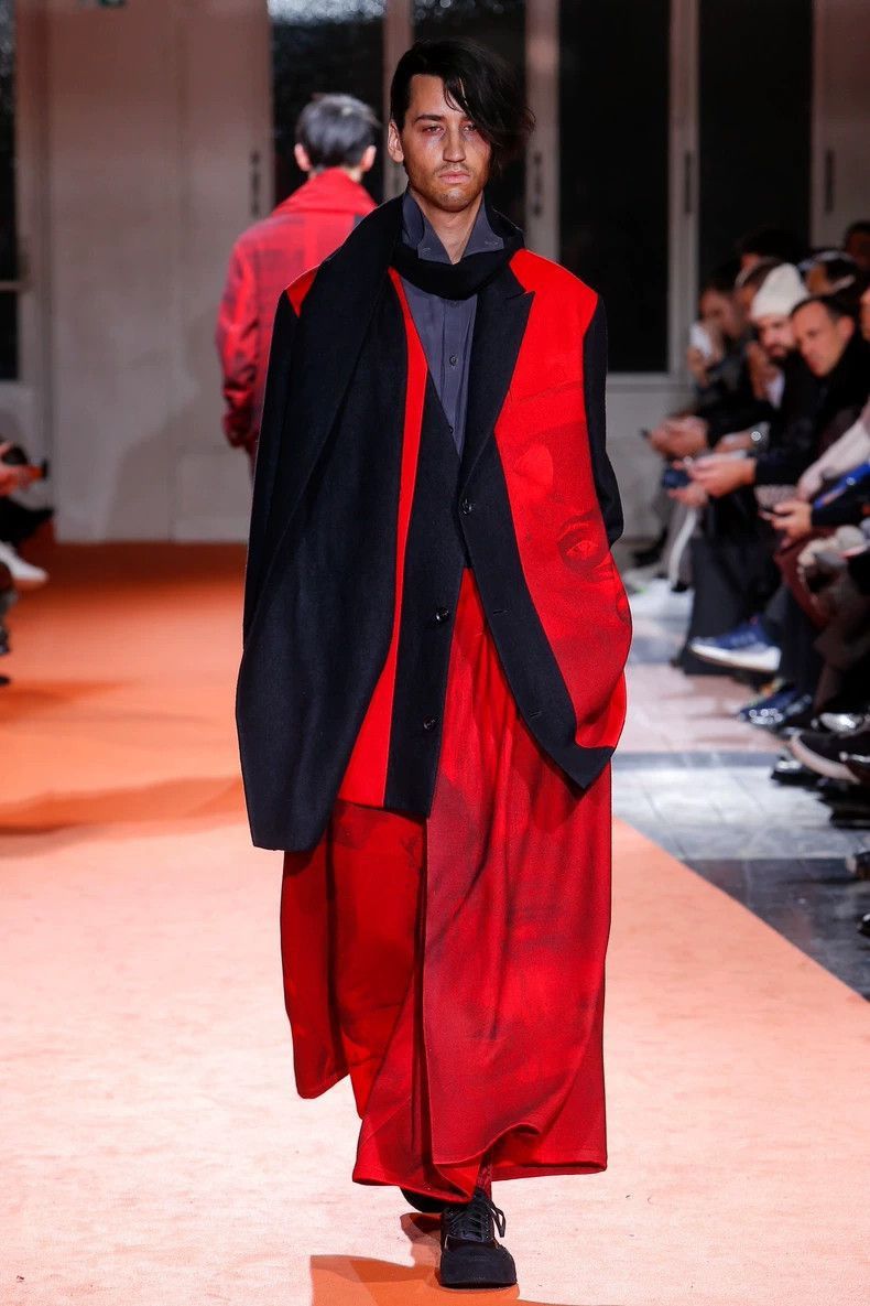 Yohji Yamamoto Yohji Yamamoto Pour Homme 18aw Red and black scarf collar P Size US S / EU 44-46 / 1 - 9 Thumbnail
