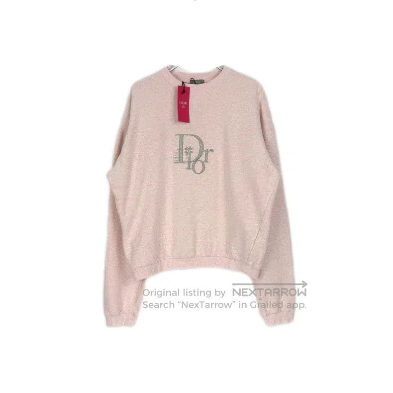 Dior Dior Light pink silver thread embroidered logo plush sweat Size US L / EU 52-54 / 3 - 1 Thumbnail
