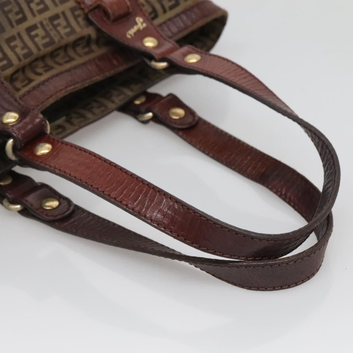 Fendi FENDI Zucchino Canvas Tote Bag Brown Gold Size ONE SIZE - 7 Thumbnail