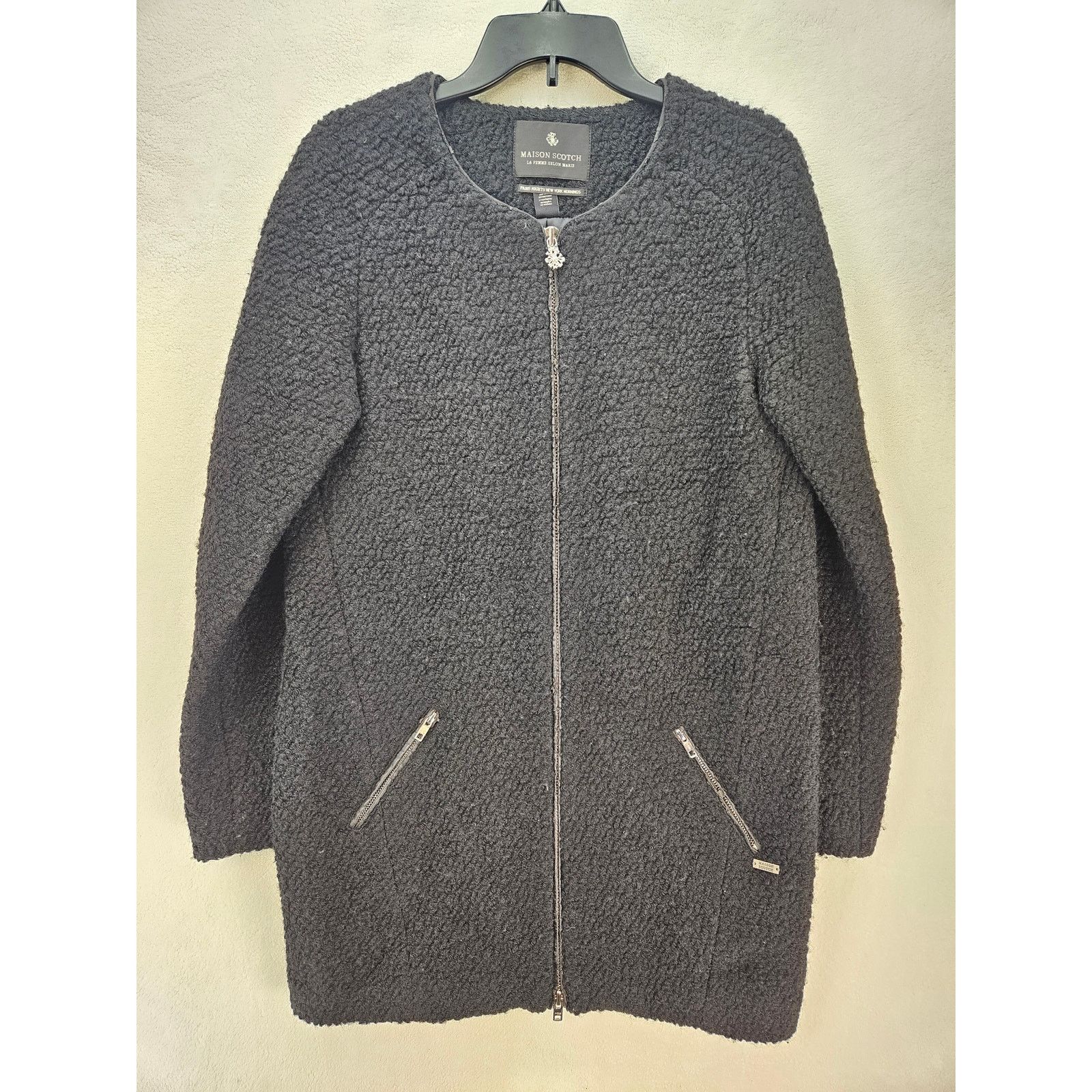 Scotch & Soda SCOTCH & SODA WOMEN'S SIZE 3 WOOL BLEND CREW NECK COAT BLACK Size M / US 6-8 / IT 42-44 - 1 Thumbnail
