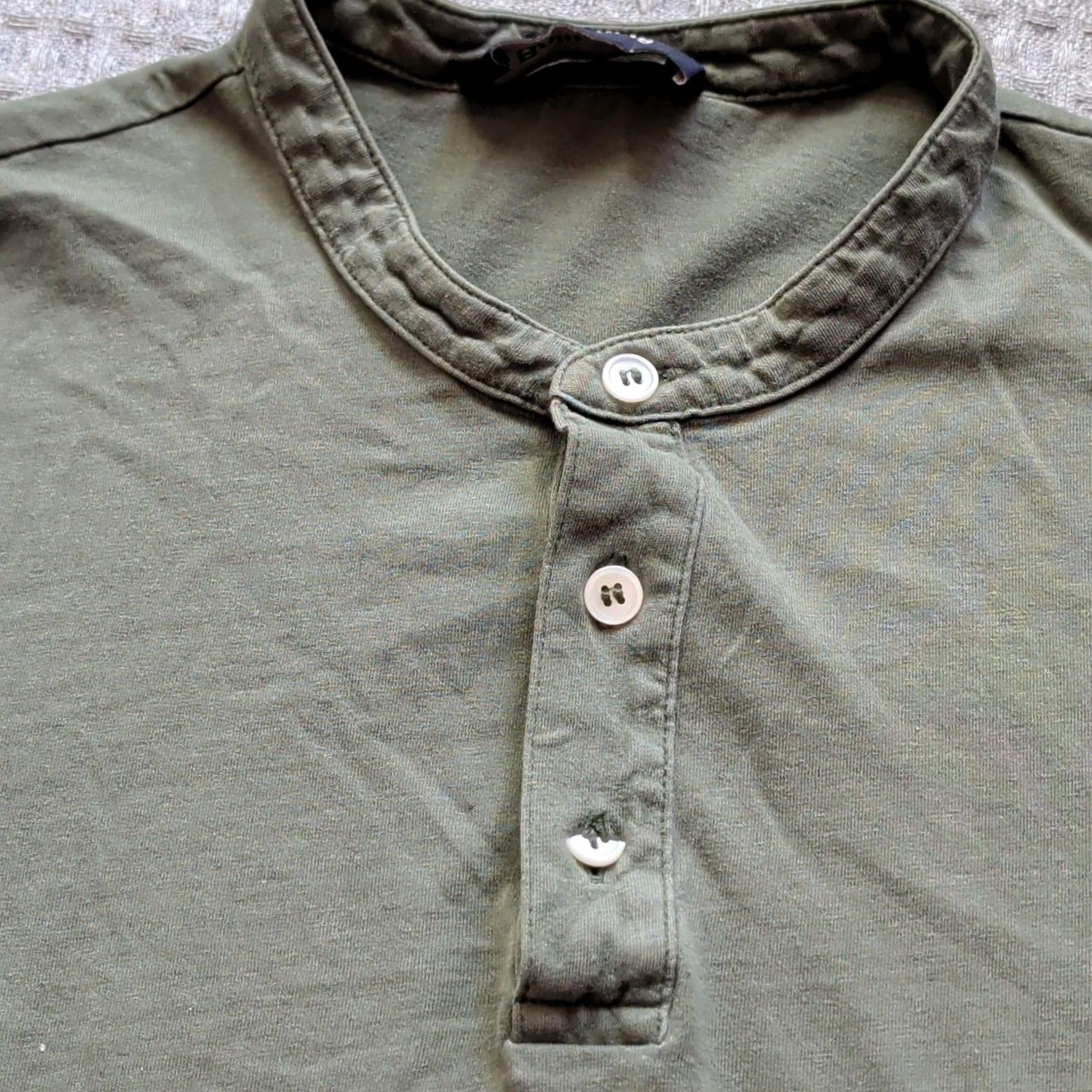 Balibaris Shirt Green Organic Cotton Long Sleeve Henley Tee Casual Mens Small, Men's — image 5 of 6