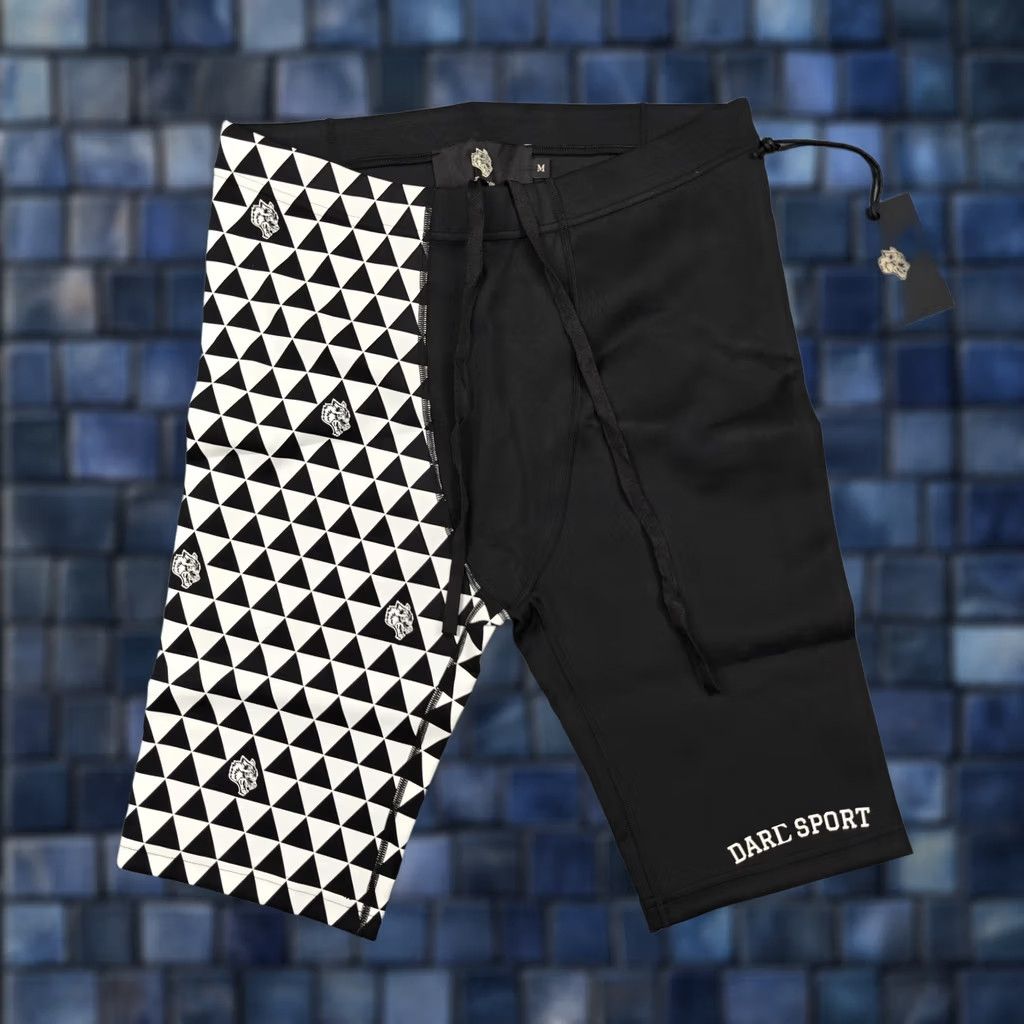 Darc Sport Darc Sport Mana Spandex Shorts Mens Medium Black White Geometric Wolves New Size US 31 - 1 Thumbnail