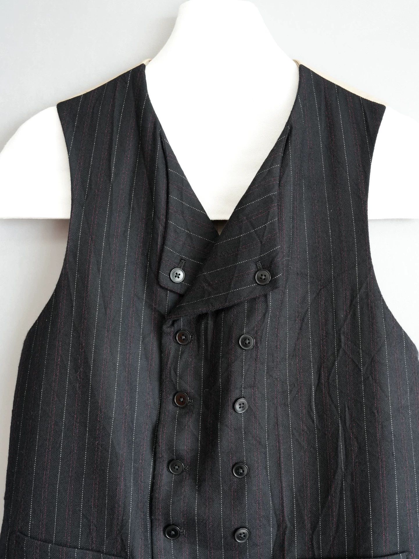 Yohji Yamamoto Yohji Yamamoto 11AW Black/Red Striped MultiButton Vest Size US L / EU 52-54 / 3 - 5 Thumbnail