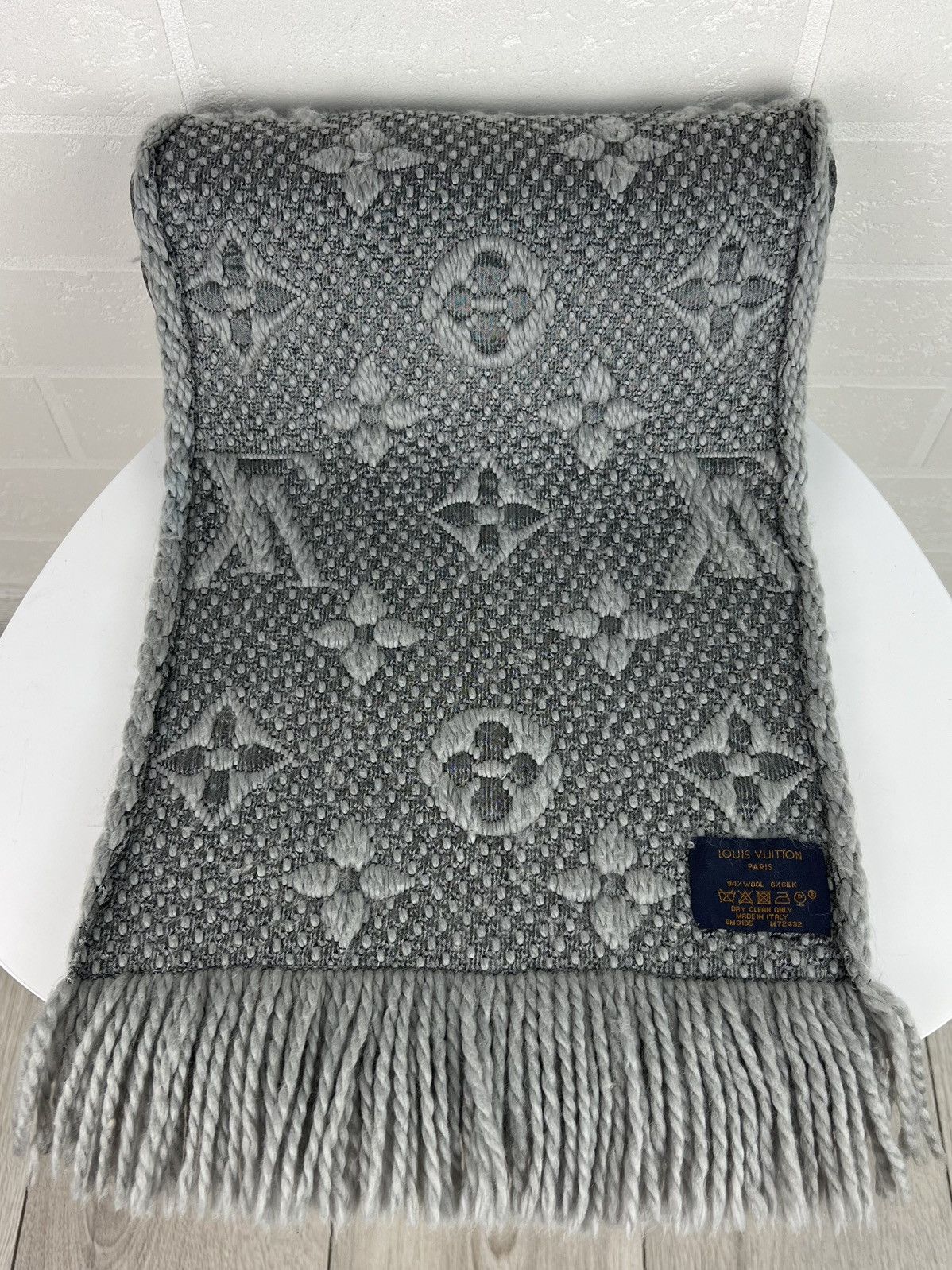Louis Vuitton LOUIS VUITTON Scarf Echarpe LV Logomania Monogram Wool Silk Size ONE SIZE - 15 Thumbnail