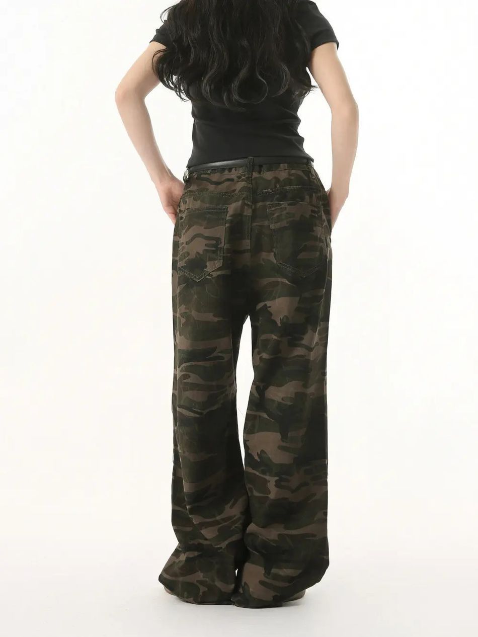 Japanese Brand Retro loose wide leg camouflage jeans Size US 32 / EU 48 - 2 Thumbnail