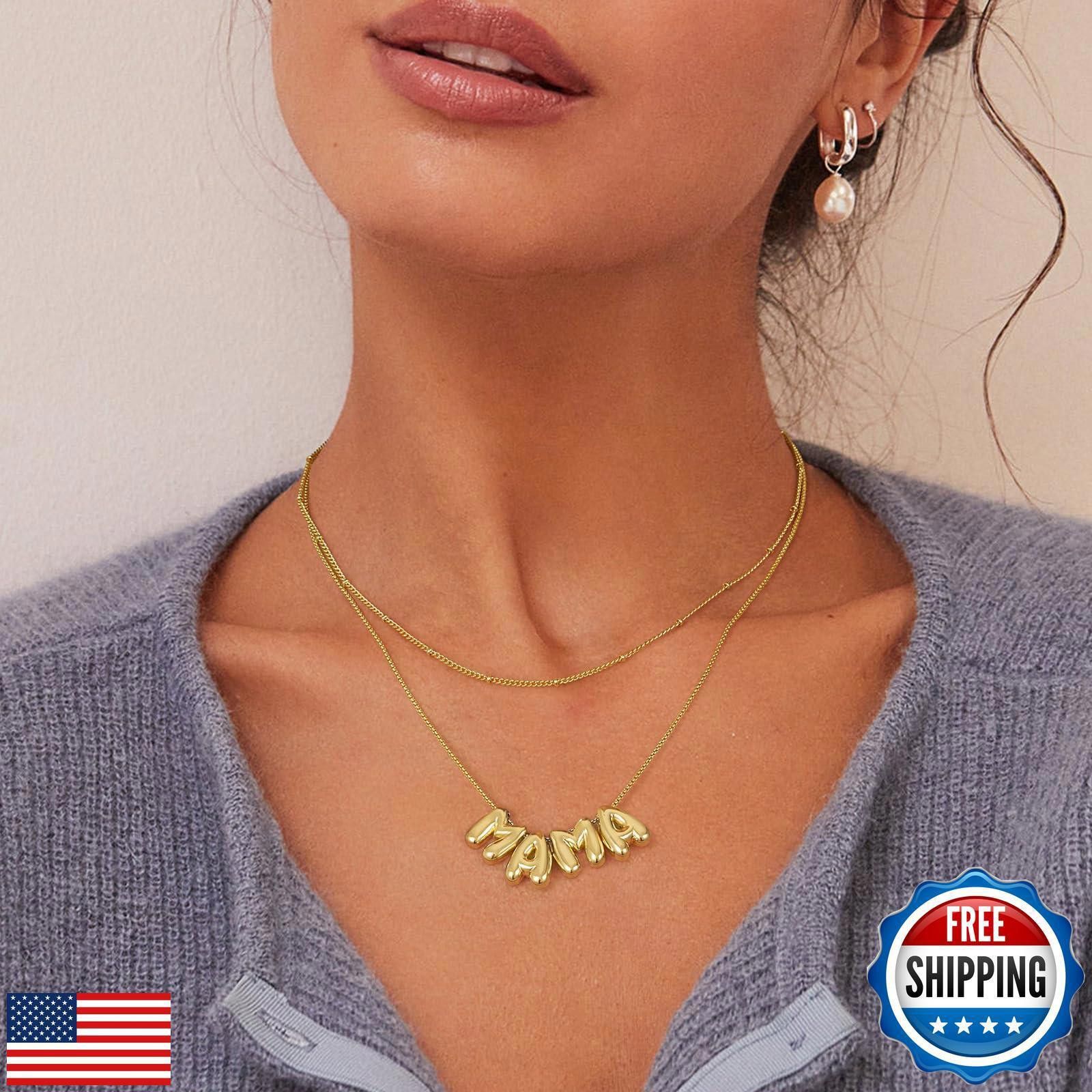 Designer Mama Balloon Print Necklace Women 14K Gold Plated Pendant Size ONE SIZE - 4 Thumbnail