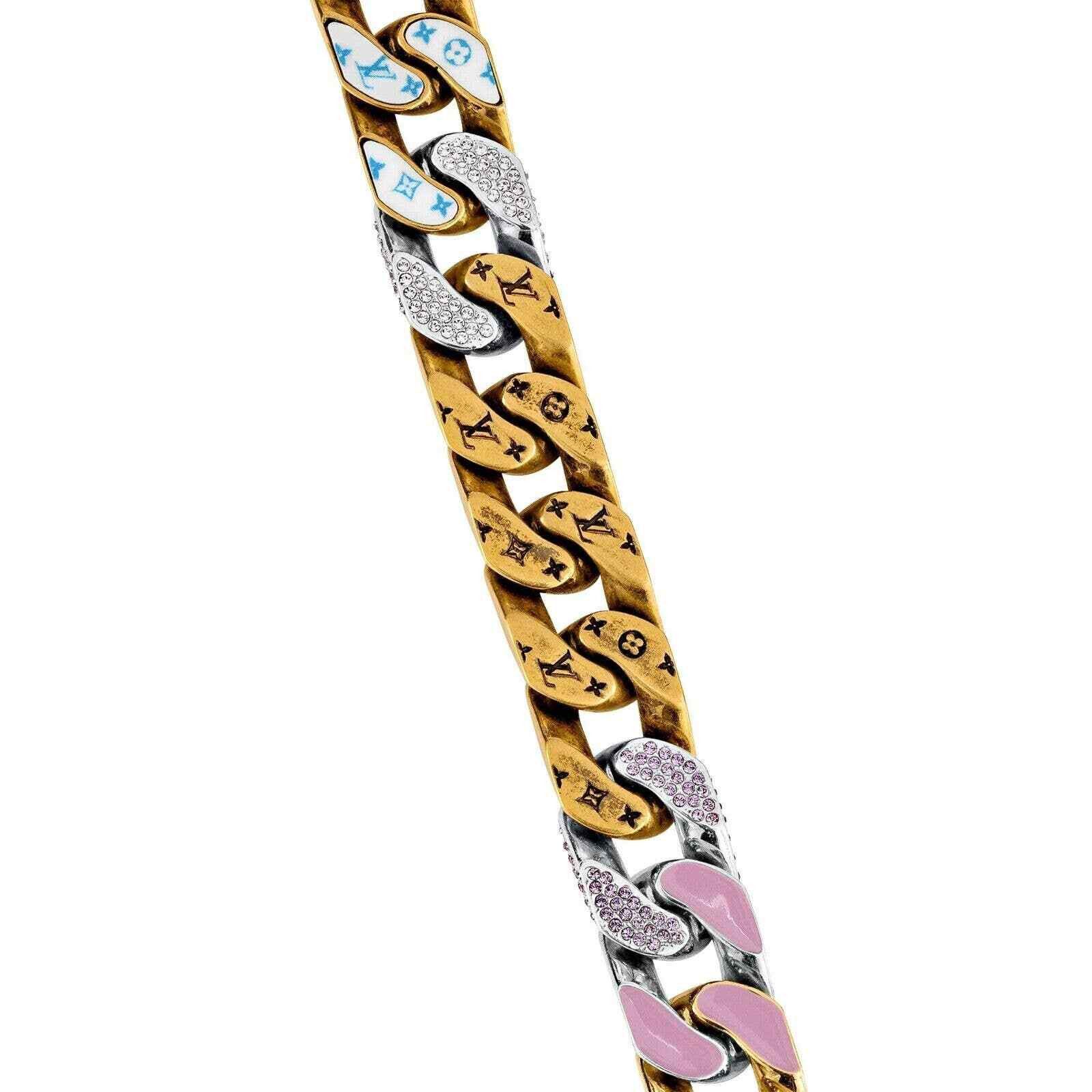 Louis Vuitton Louis Vuitton Gold Silver Crystal Abloh Chain Necklace Size ONE SIZE - 5 Thumbnail