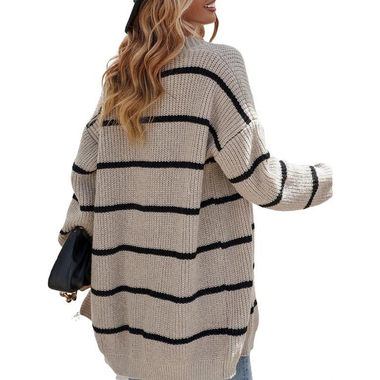 Vintage Casual Striped Cardigan Long Sleeve Grey Women Cardigans Size M / US 6-8 / IT 42-44 - 4 Thumbnail