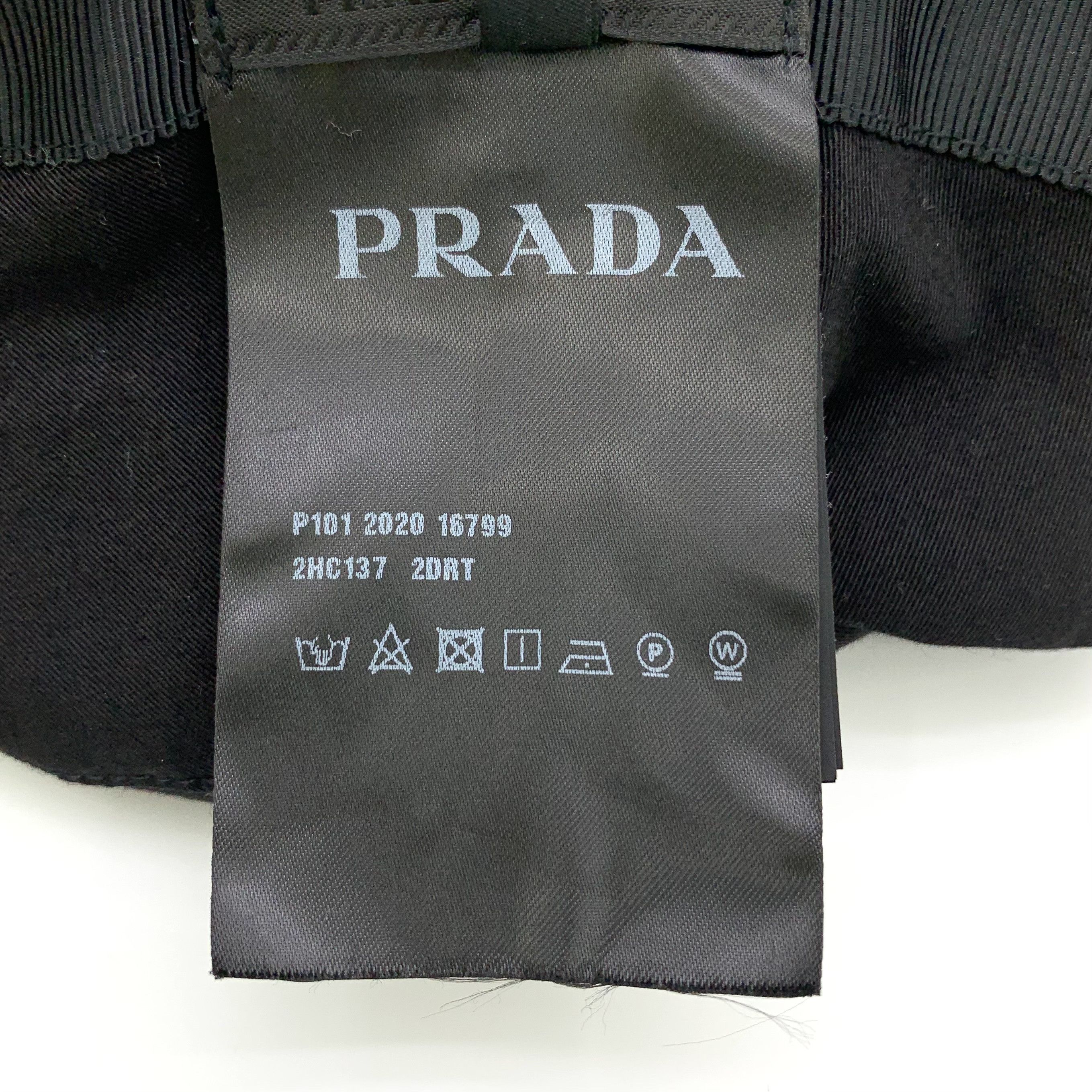 Prada Prada Black Triangle Logo Cotton Bucket Hat (Size S) Size ONE SIZE - 2 Thumbnail