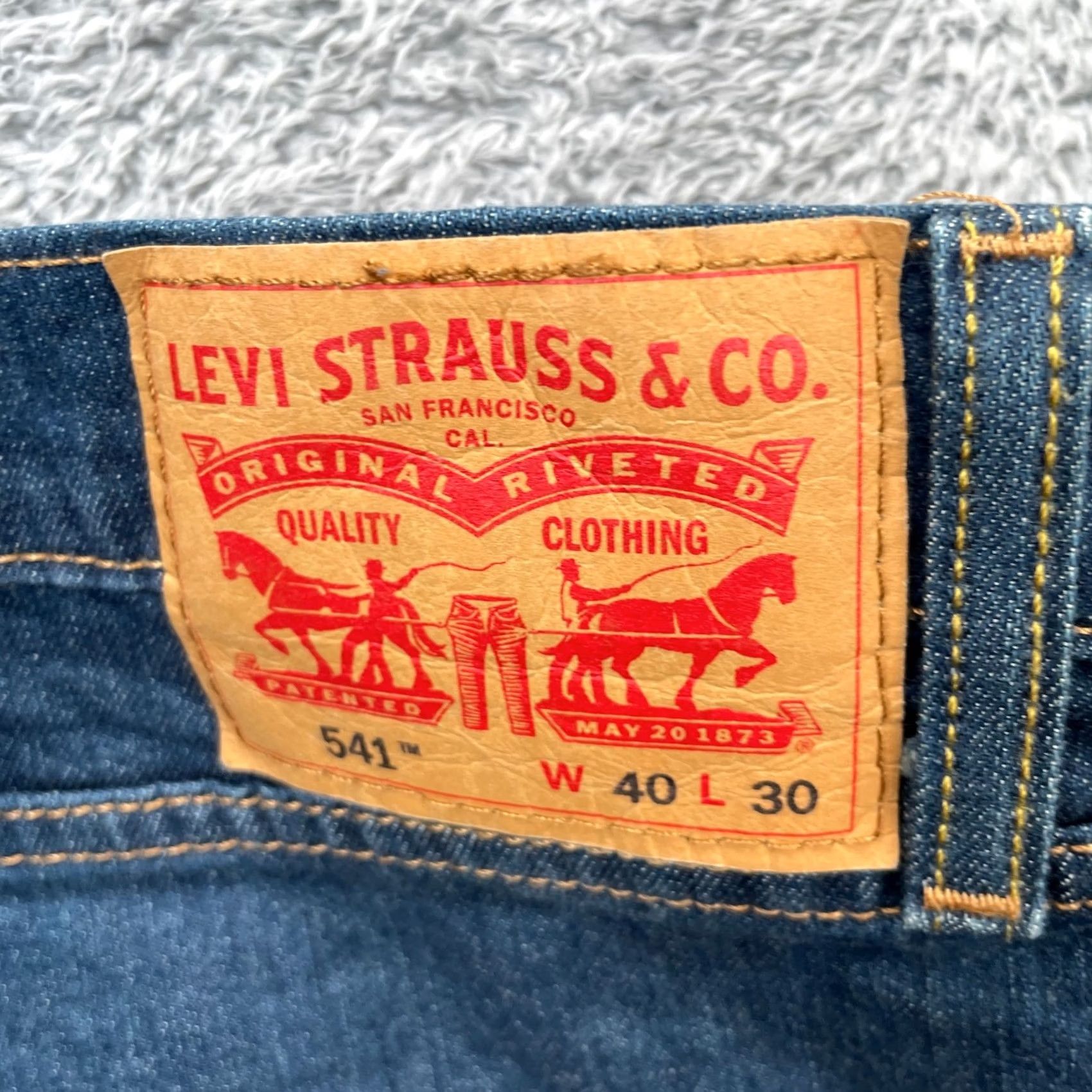 Levi's Mens Levi's 541 Jeans Blue Denim Straight Leg Stretch Cotton Dark Wash 40x30 Size US 40 / EU 56 - 4 Thumbnail