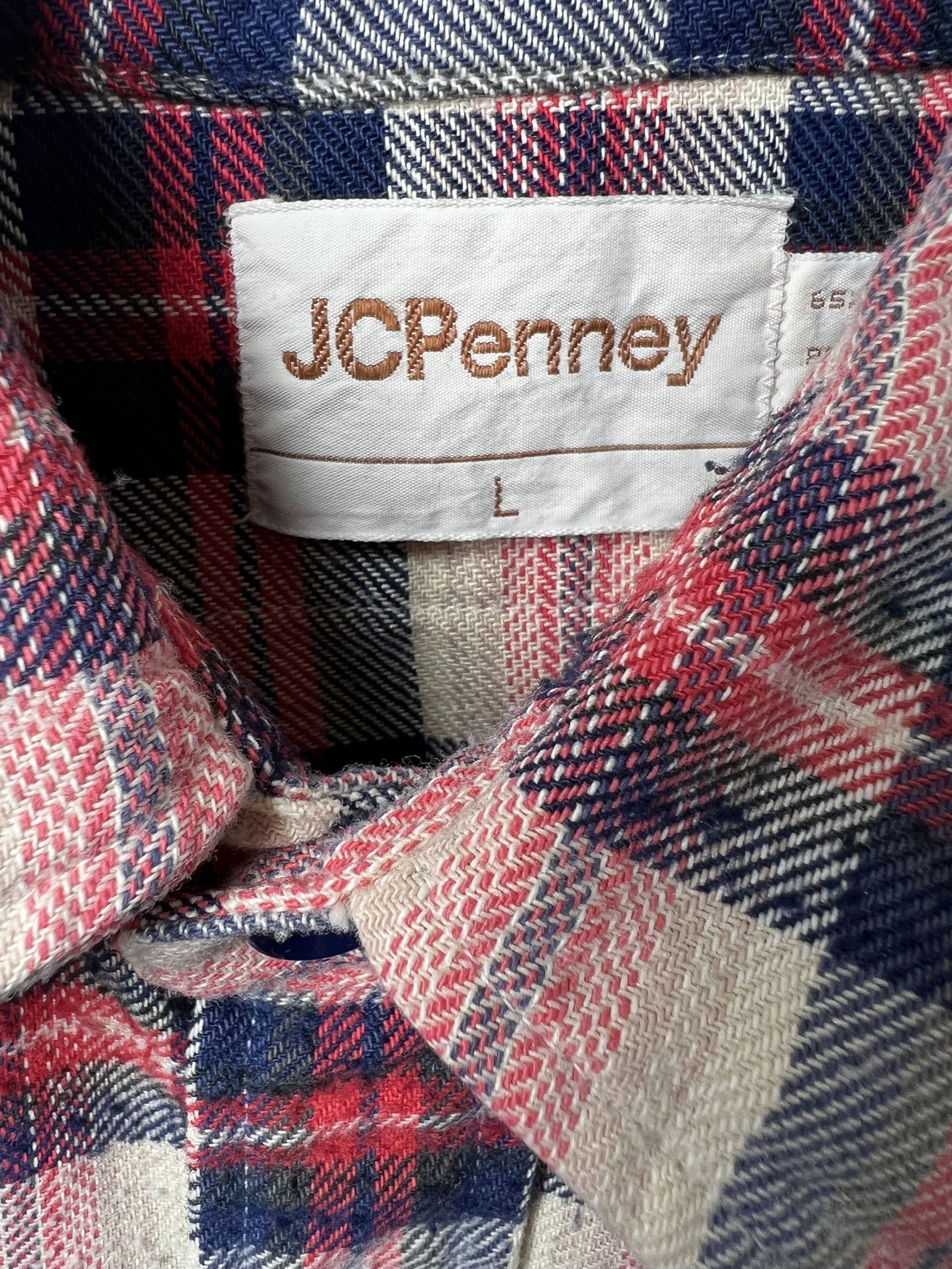 Flannel × JCPenney × Vintage Vintage JC Penny Red White and Blue Button Up Shirt Size US L / EU 52-54 / 3 - 4 Thumbnail