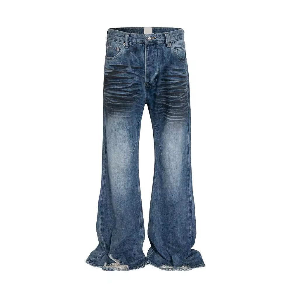 Japanese Brand × Jean Washed Blue Dirty Flare Street Frayed Jean Size US 28 / EU 44 - 4 Thumbnail