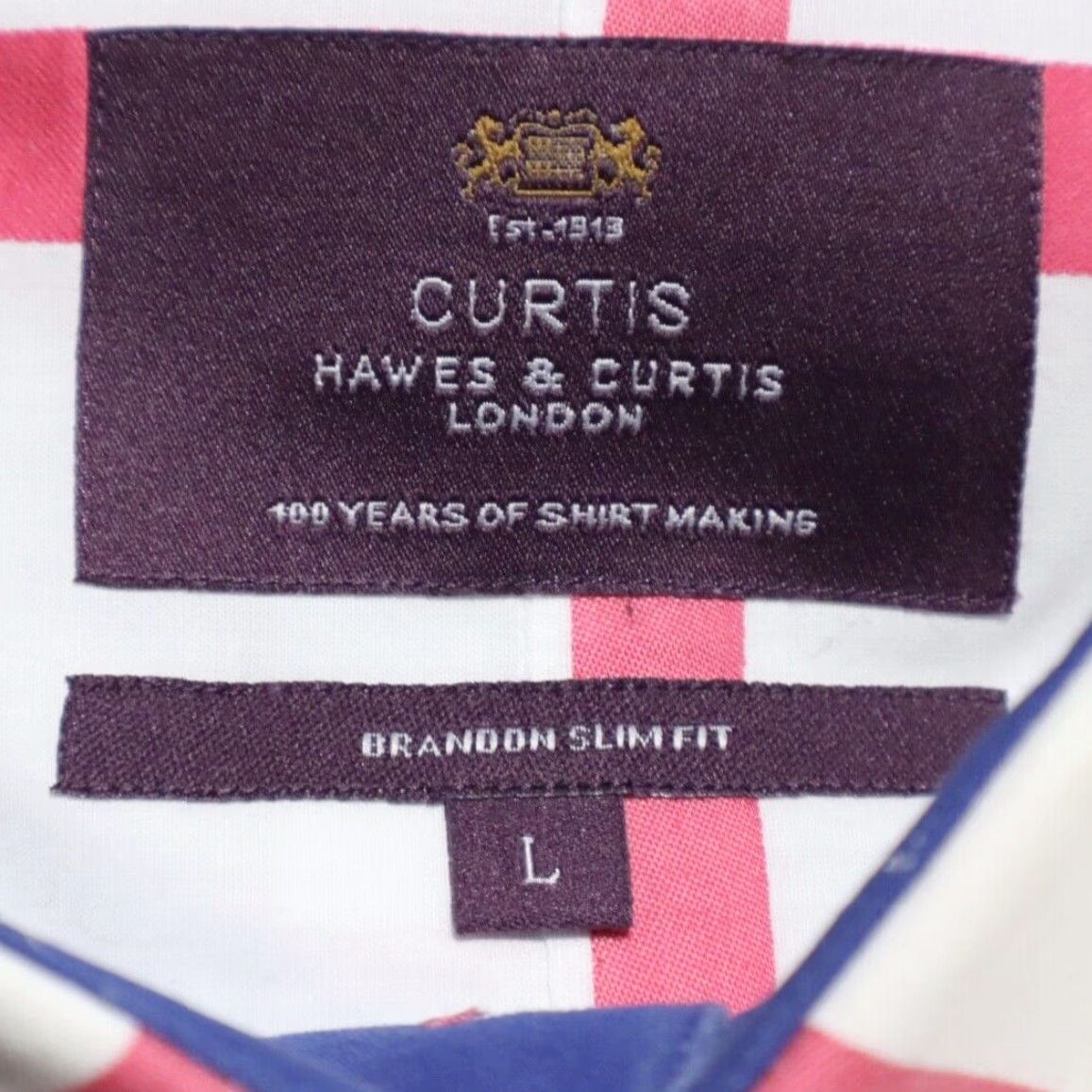 Vintage Hawes & Curtis Brandon Slim Bold Stripe Cotton Button Up Shirt Pink Men's L Shirt Size US L / EU 52-54 / 3 - 5 Thumbnail