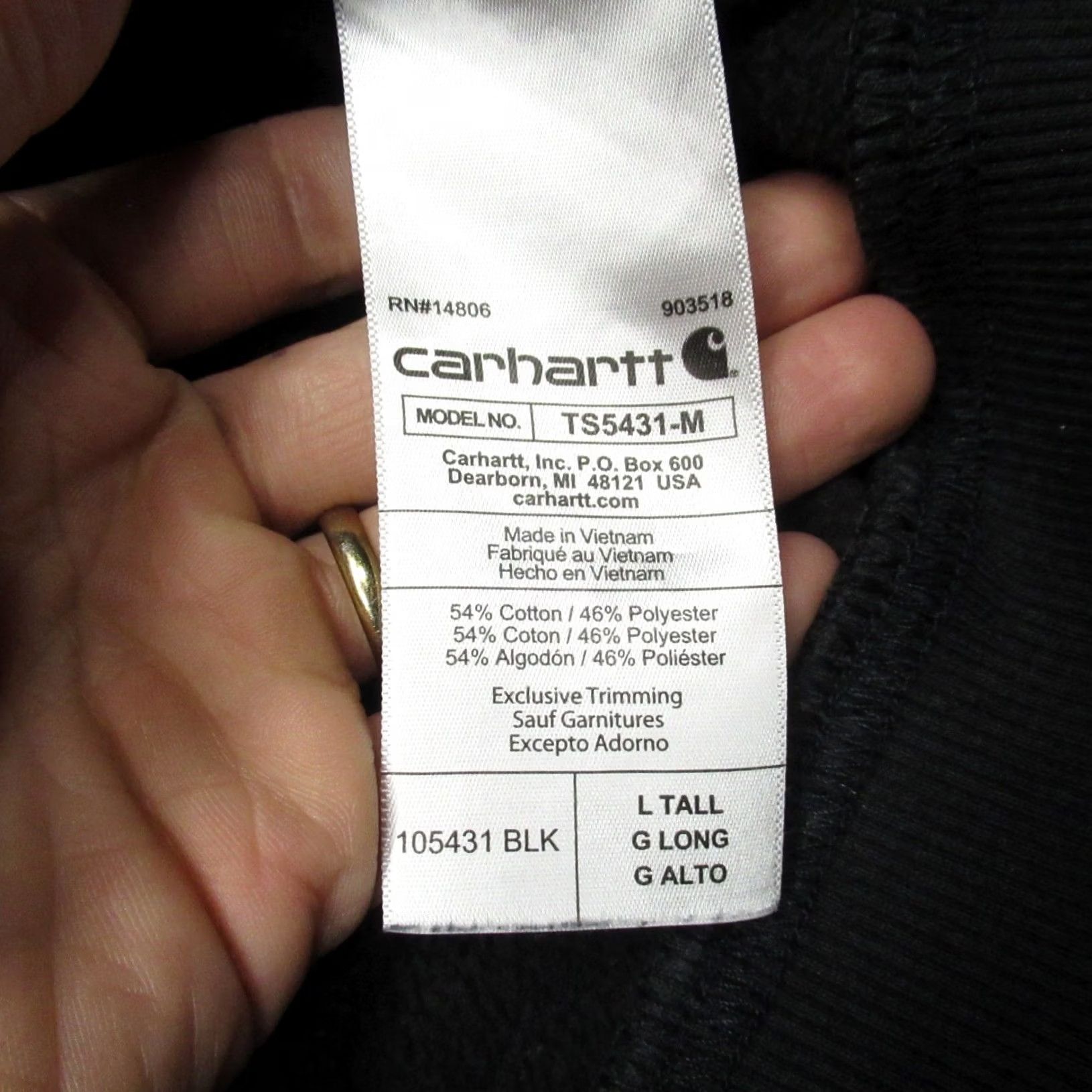 Carhartt Carhartt Hoodie Sweatshirt Black Mens Large Tall LT Regular Fleece Graphic Logo Pocket Pullover Long Sleeve Contemporary Workwear Size US L / EU 52-54 / 3 - 4 Thumbnail