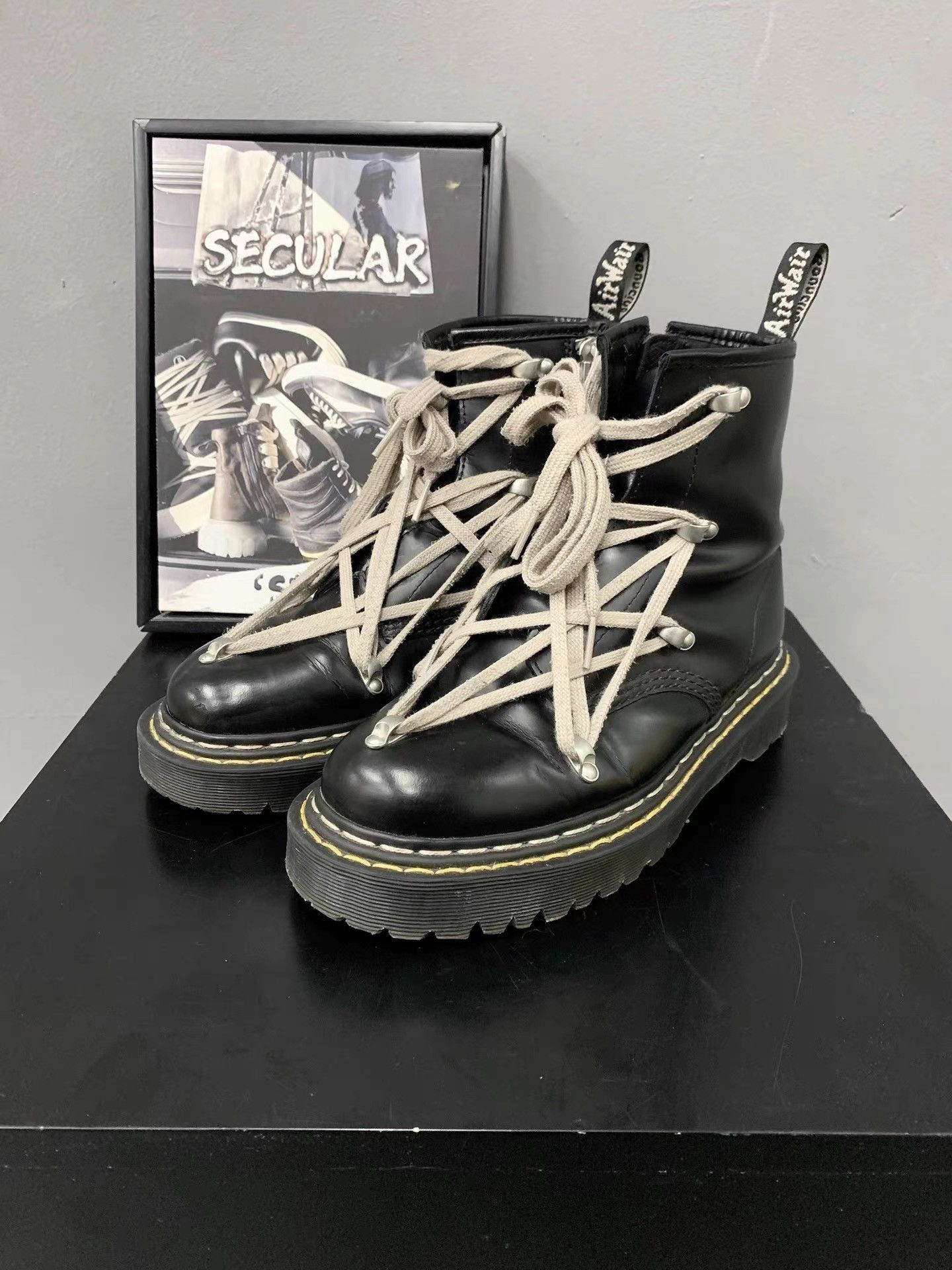 Rick Owens Rick Owens×Dr.Martens Co-branded Pentagram Ankle Boots K34 Size US 7 / IT 37 - 1 Thumbnail