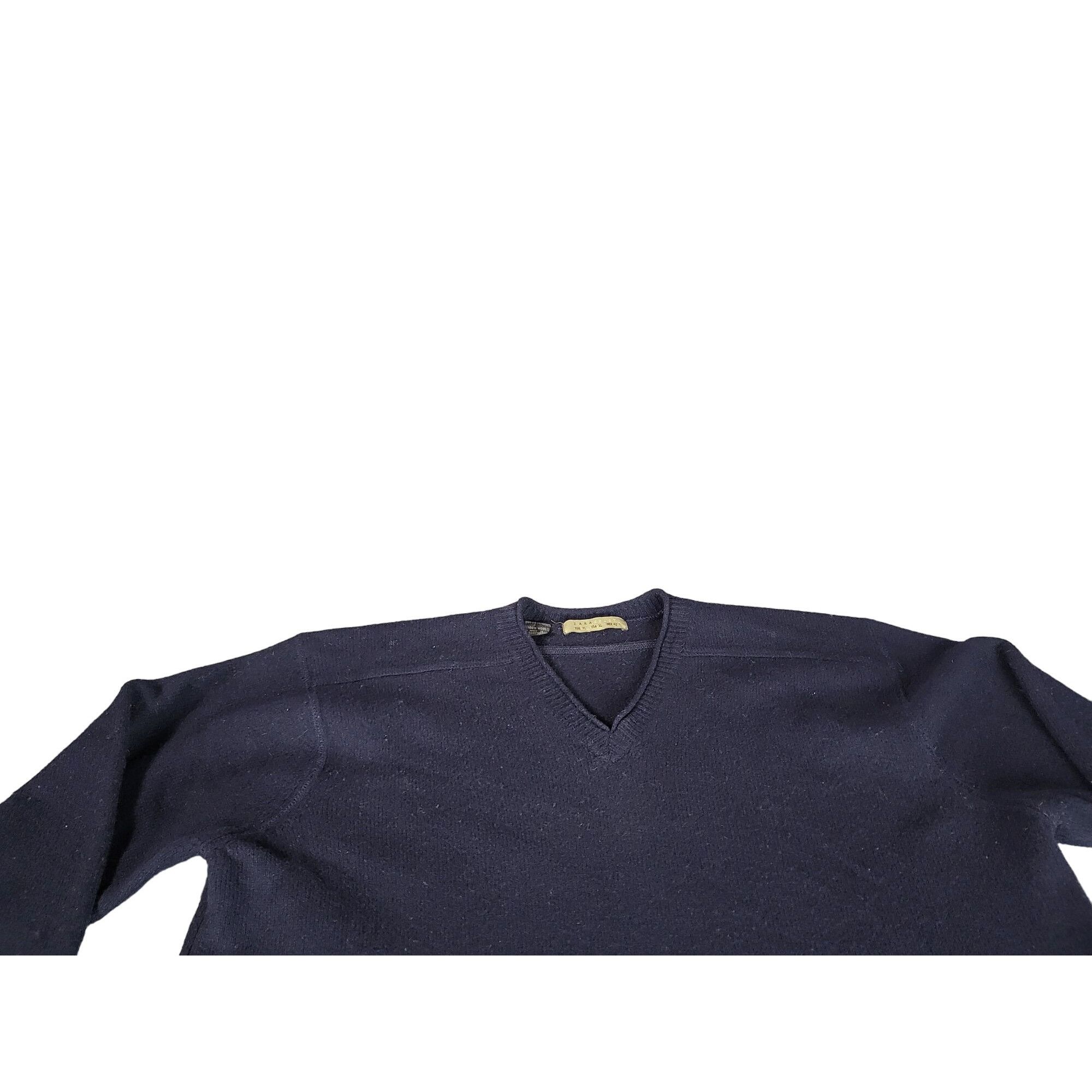 Zara Zara Sport V Neck Sweater Men Sz XL Wool Blue Tight Knit Cas Size US XL / EU 56 / 4 - 2 Thumbnail