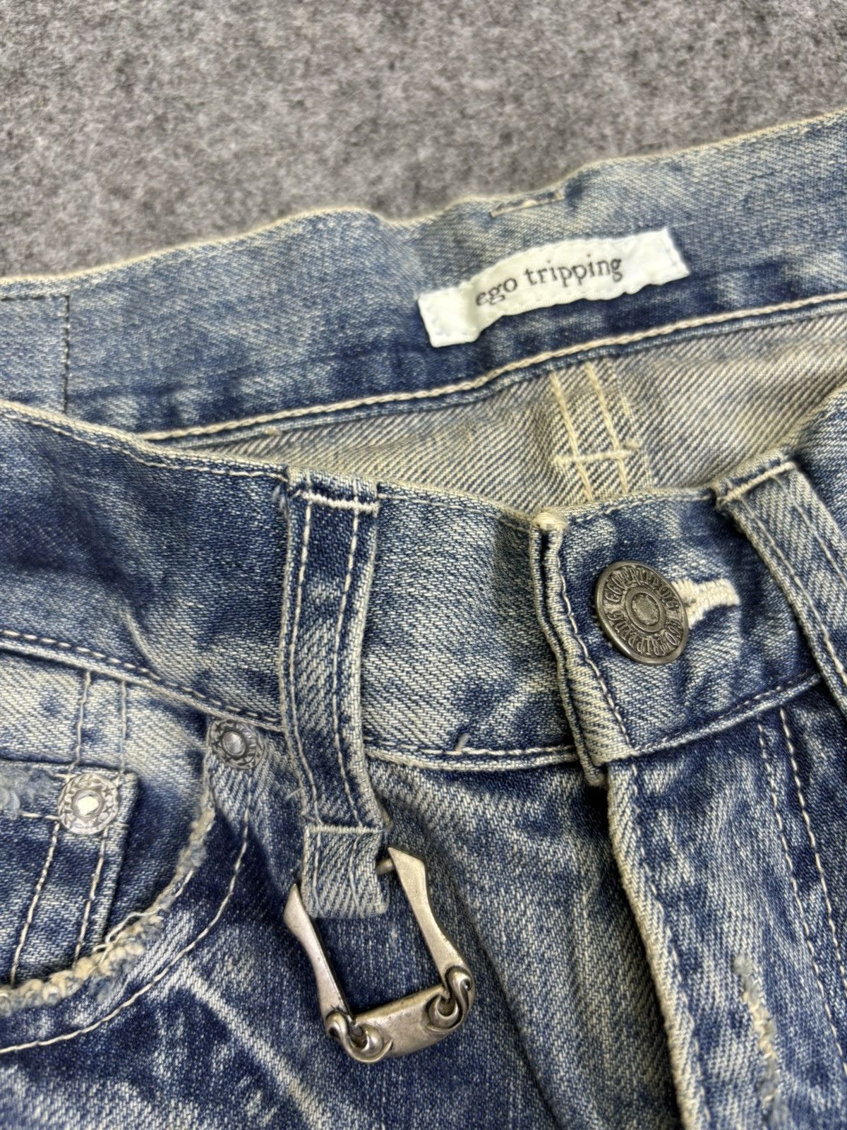 Japanese Brand 💥Denim Art💥Ego Tripping Heavy Distressed Denim F758 Size US 30 / EU 46 - 10 Thumbnail