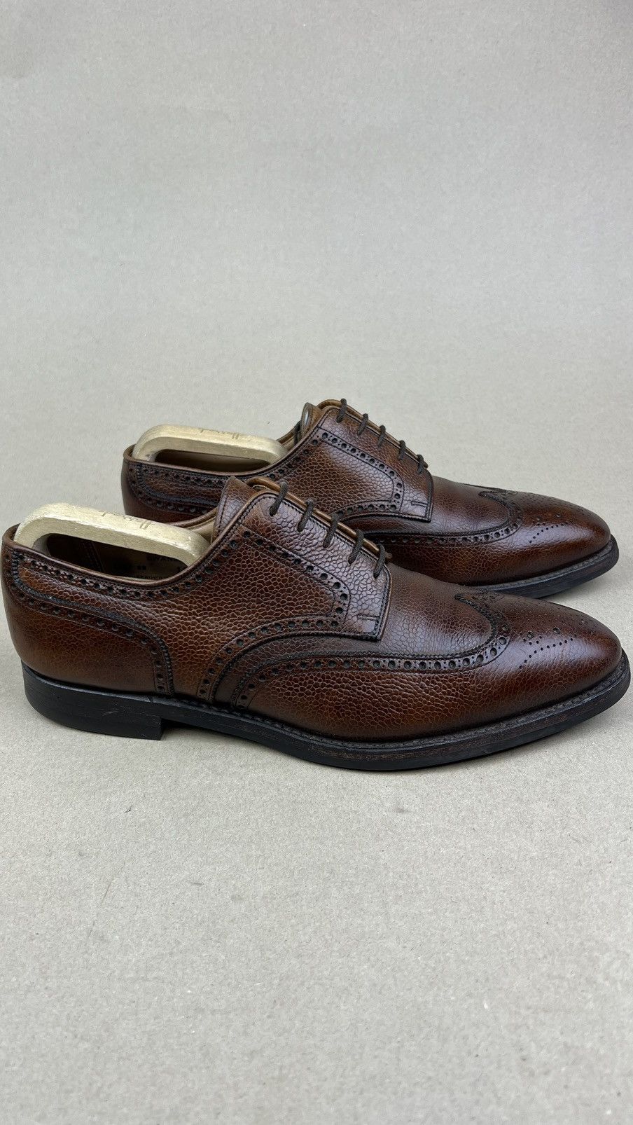 Crockett & Jones CROCKETT & JONES Swansea Derby Brogues Leather Shoes Brown Size US 11 / EU 44 - 4 Thumbnail