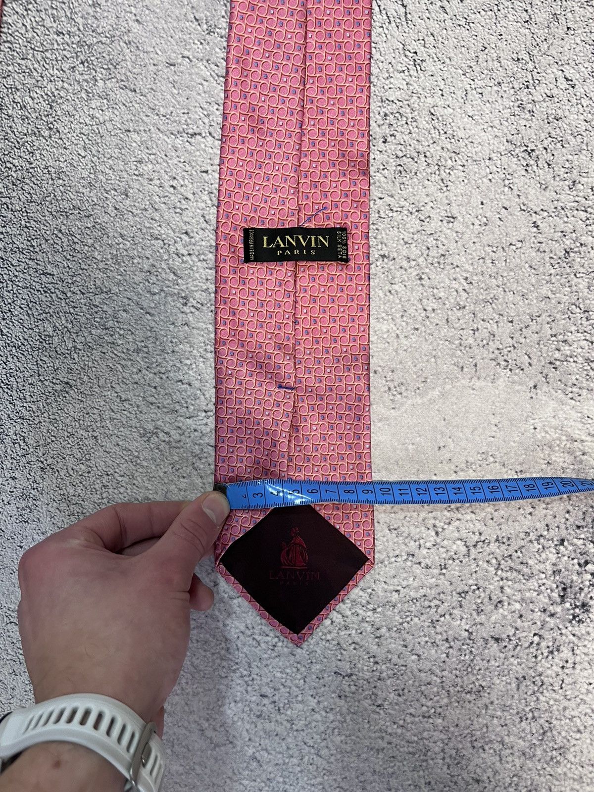 Lanvin Lanvin Paris Men’s Tie 100% Silk Pink Made In France Size ONE SIZE - 7 Thumbnail