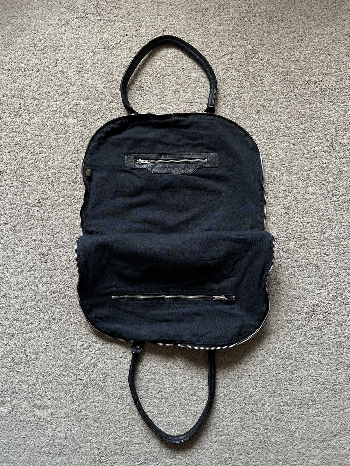 Comme des Garcons Homme Plus 2000s Florian Denicourt Black Leather & Linen Tote Bag Size ONE SIZE - 6 Thumbnail