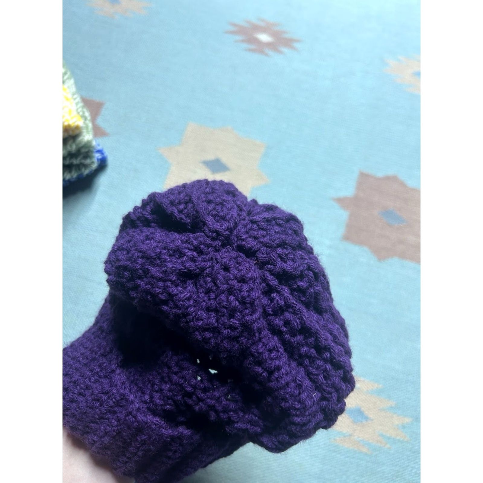 Vintage VINTAGE HaT Beanie Women One Size Purple Crochet Knit Winter Hat OsFA Size ONE SIZE - 4 Thumbnail