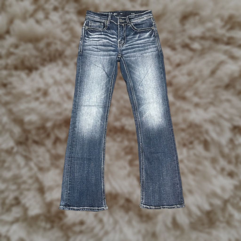BKE Buckle Mens Jeans 28x30 Aiden Bootcut Slim Stretch Fit Thick Stitching Denim Cotton Polyester Blue 28 Regular Jeans Brand BKE Aiden