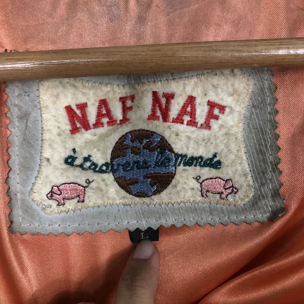Japanese Brand 📌Vintage Flight Jumper Leather Jacket Naf Naf Big Logo Size US L / EU 52-54 / 3 - 22 Thumbnail