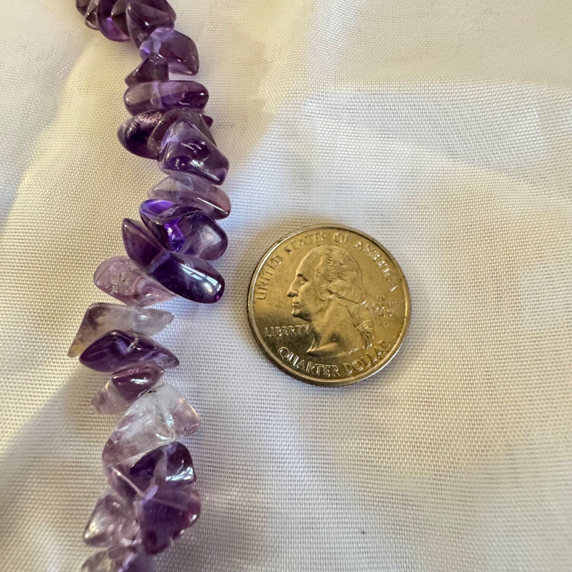Vintage Amethyst Gemstone Necklace February Birthstone Tumbled Purpl Size ONE SIZE - 6 Thumbnail