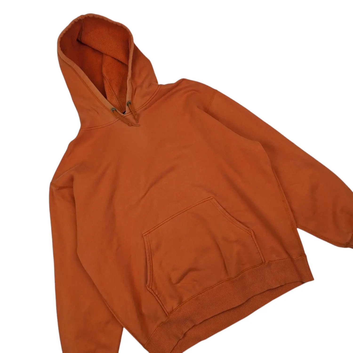 Japanese Brand × Uniqlo × Vintage Vintage 2000's UNIQLO Orange Plain Hoodie Jumper Sweatshirt Size US XL / EU 56 / 4 - 3 Thumbnail