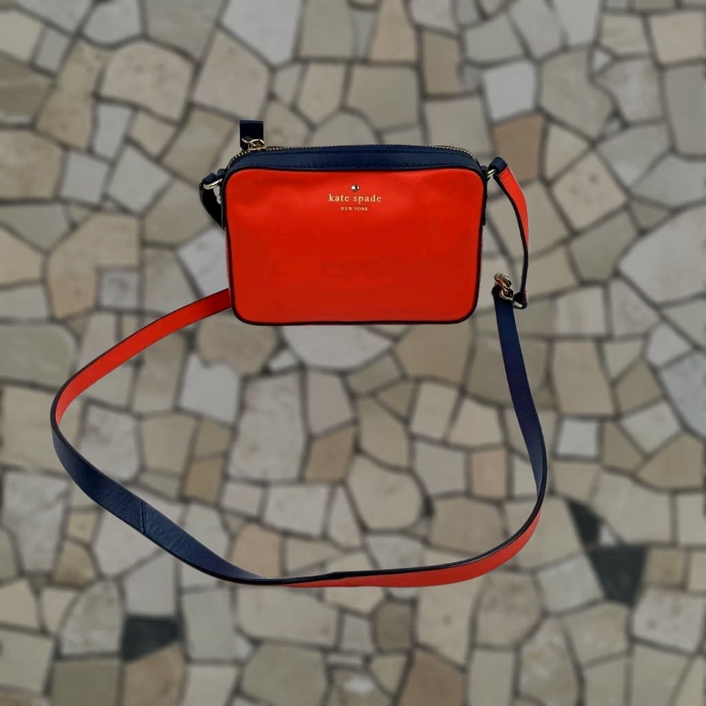 Vintage Kate Spade New York Crossbody Red Blue Leather Purse Size ONE SIZE - 1 Thumbnail