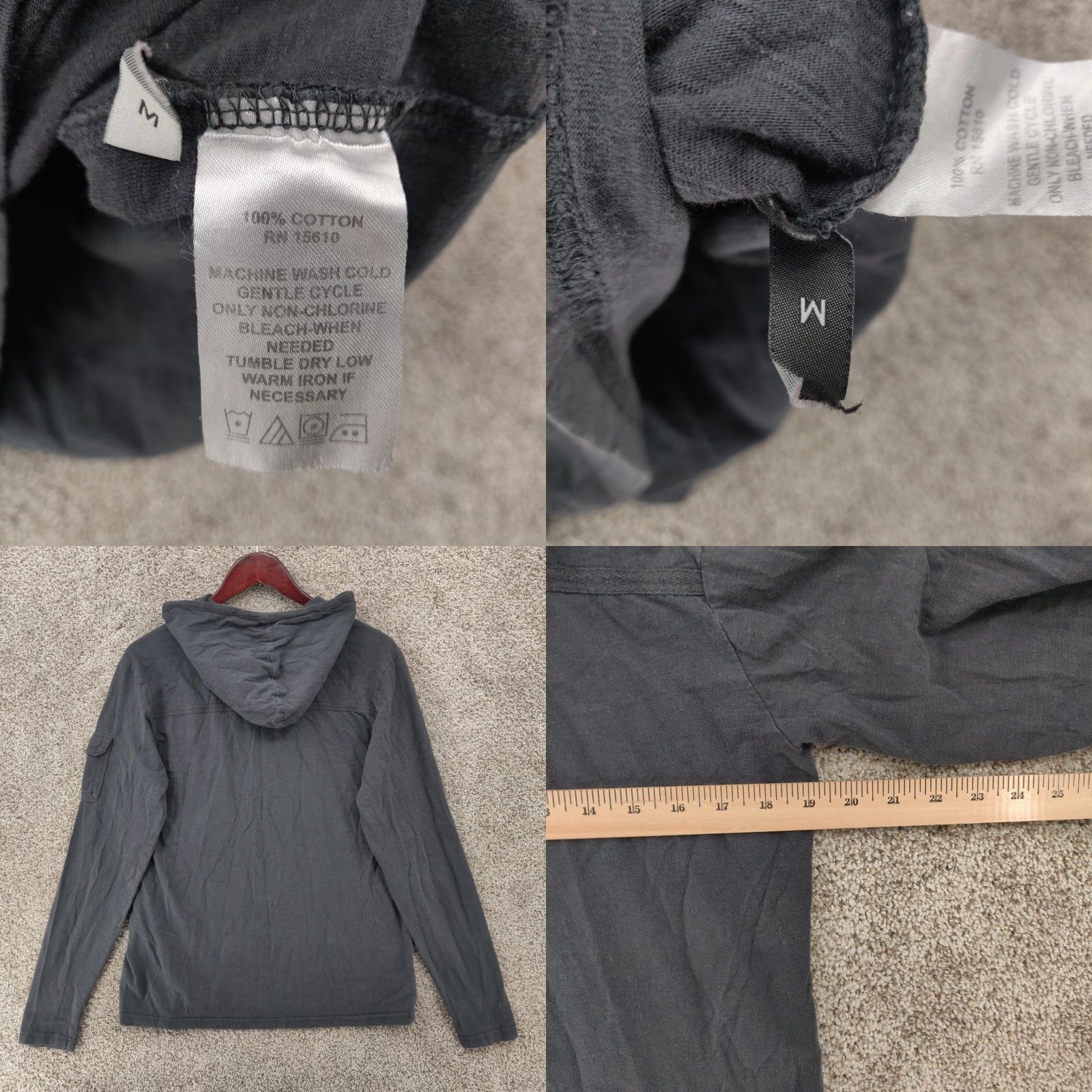 BKE BKE Hoodie Shirt Mens M Grey Athletic Fit Henley Long Sleeve Pocket Size US M / EU 48-50 / 2 - 8 Thumbnail