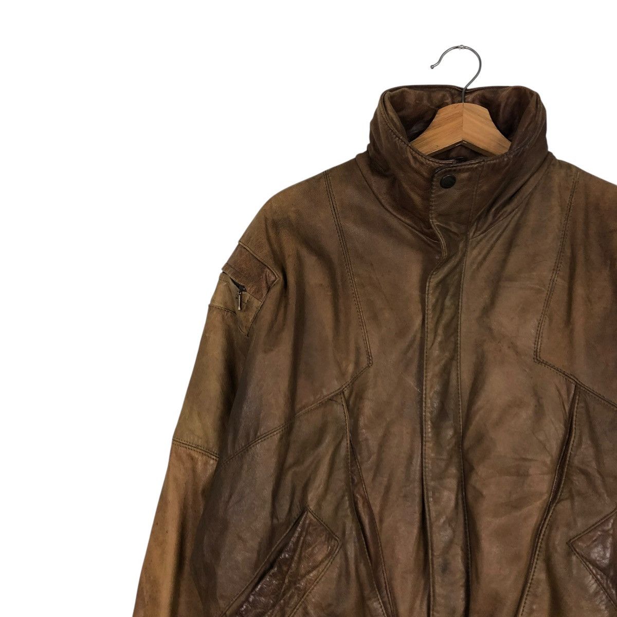 Japanese Brand 🔥VINTAGE LEATHER JACKET BOMBER SIN THUNG ISSEY MIYAKE Size US M / EU 48-50 / 2 - 9 Thumbnail