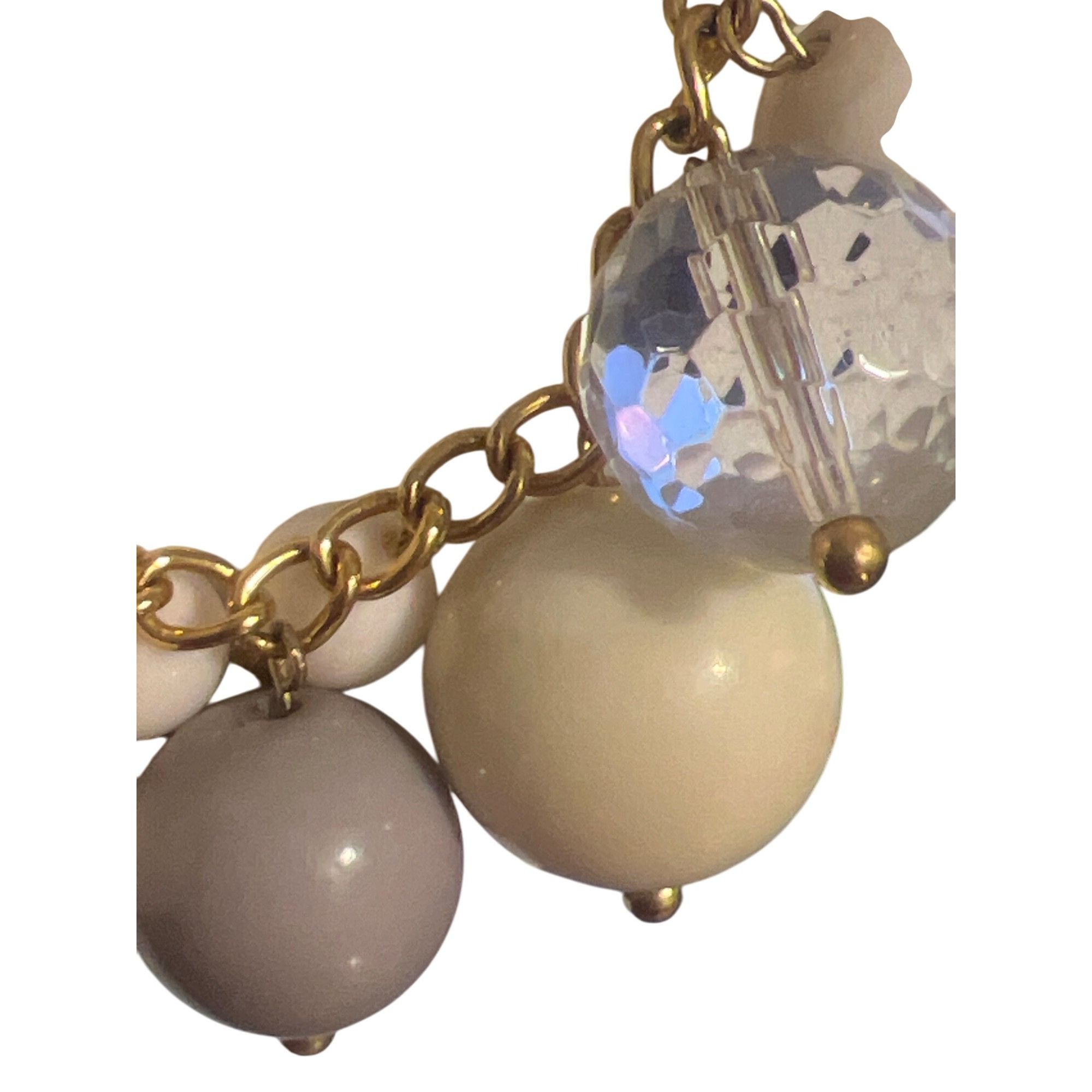 Other Vintage Gold Tone Multi Bead Bauble Necklace White Cream Gra Size ONE SIZE - 2 Thumbnail