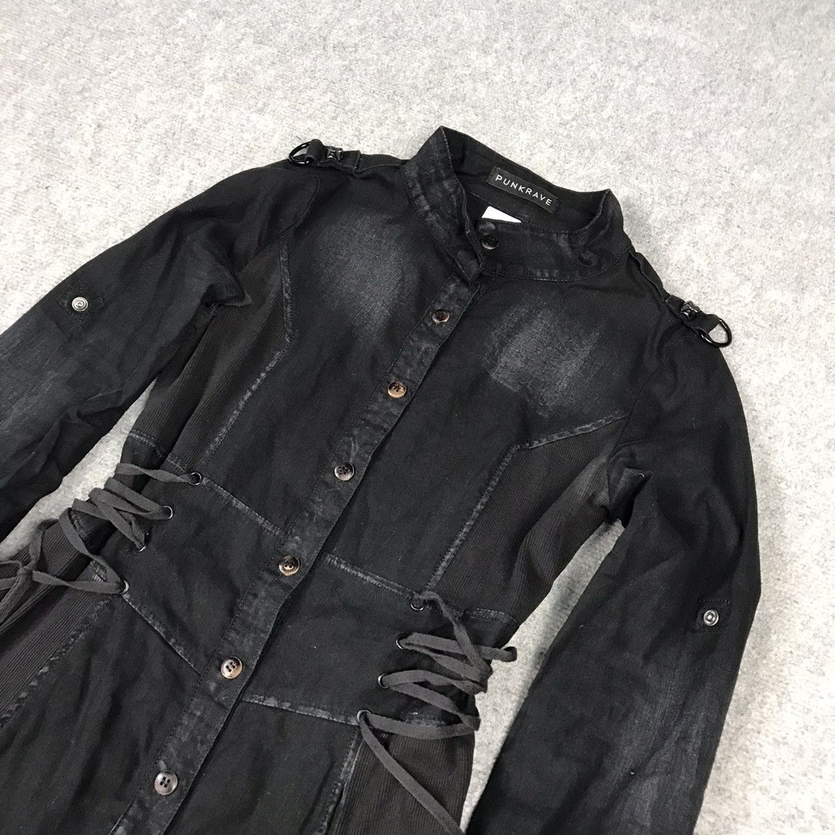 Designer × Japanese Brand PUNK RAVE DISTRESSED BLACK PUNK BUTTON BONDAGE JACKET Size M / US 6-8 / IT 42-44 - 2 Thumbnail
