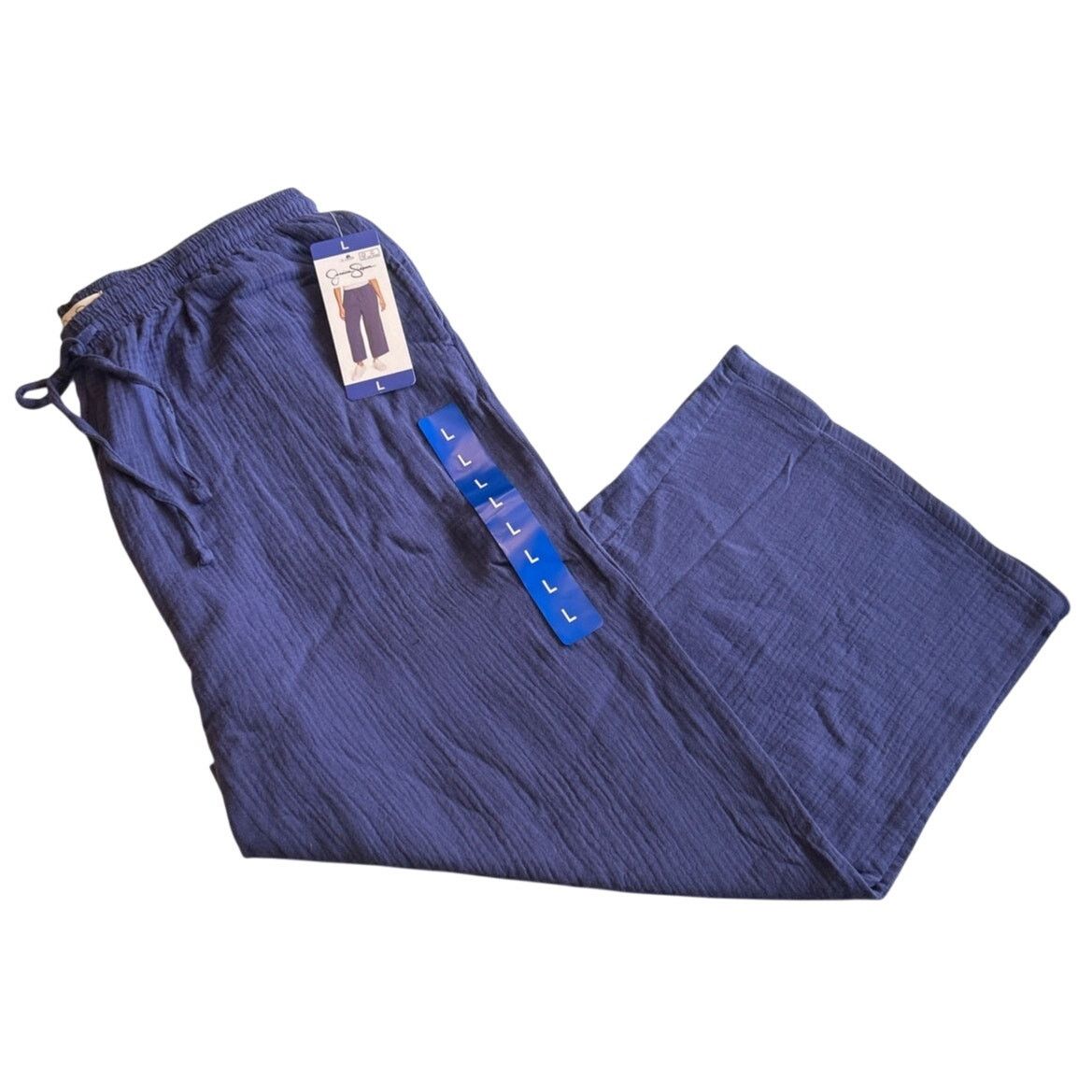 Jessica Simpson Jessica Simpson Womens Blue Wide-Leg Ankle Crop Pants XL Size 36" / US 14 / IT 50 - 4 Thumbnail