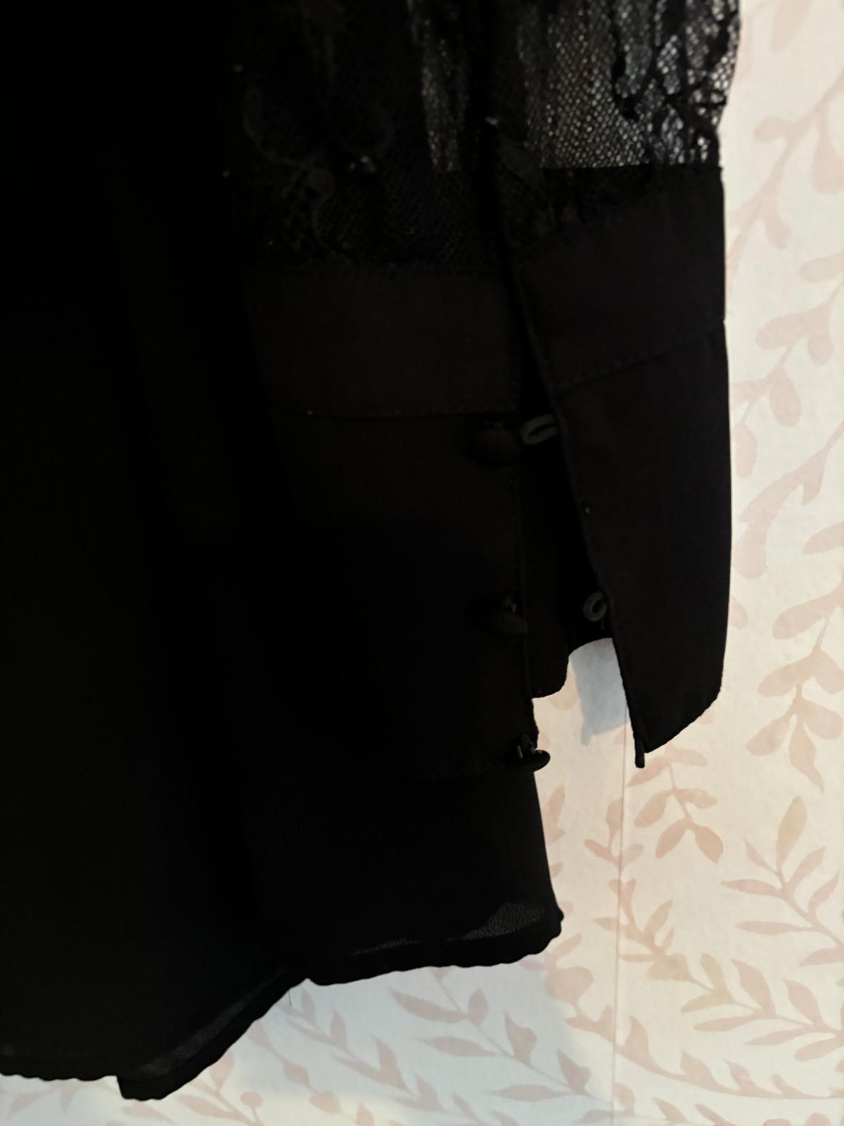 Designer Catherine Malandrino Elegant Black Lace Sleeve Blouse L Size L / US 10 / IT 46 - 6 Thumbnail