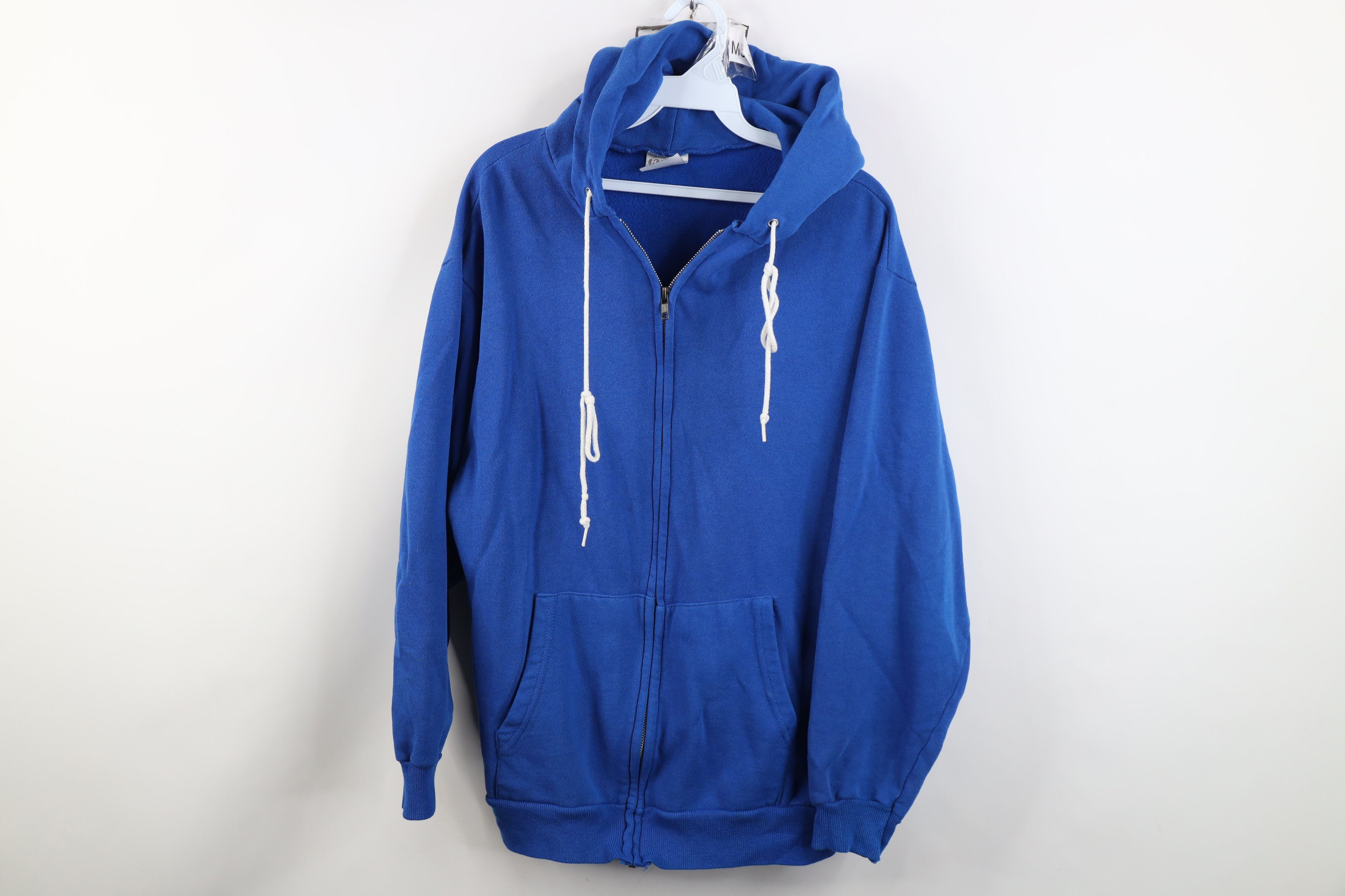 Hanes Vintage 80s 90s Hanes Full Zip Hoodie Sweatshirt Blue USA Size US L / EU 52-54 / 3 - 1 Thumbnail