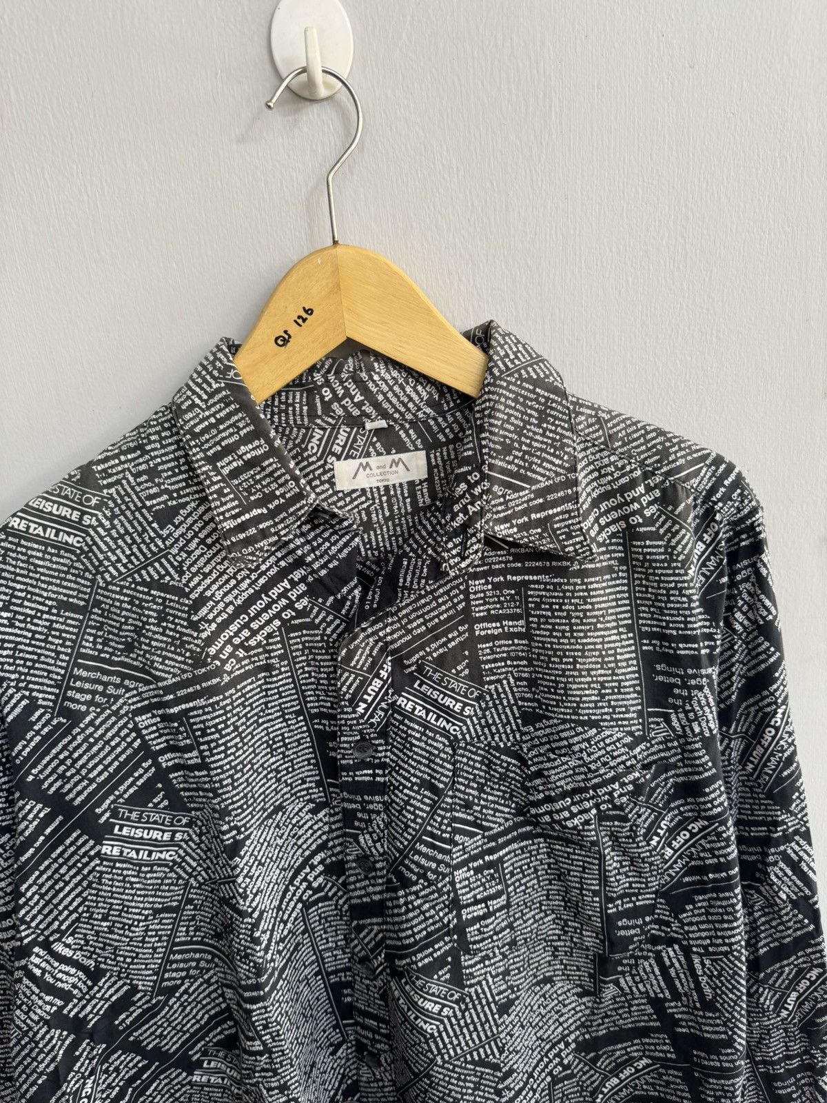 Japanese Brand M AND M NEWSPAPER MOTIF LONG SHIRT LIKE IFSIXWASNINE STYLE Size US M / EU 48-50 / 2 - 2 Thumbnail