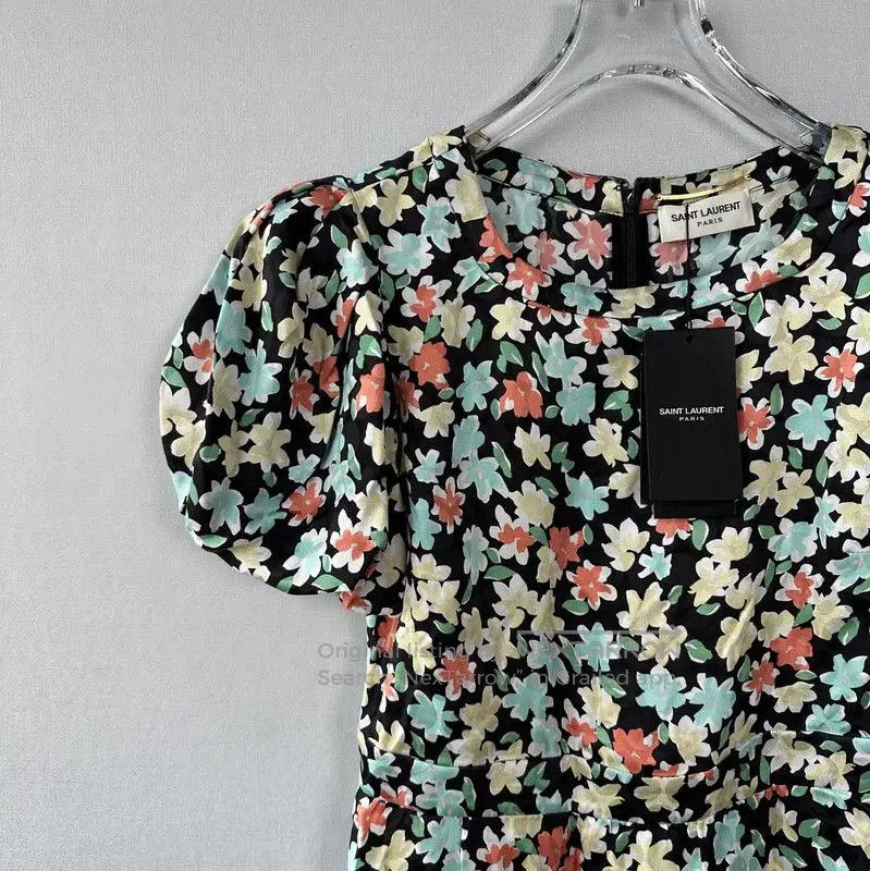 Yves Saint Laurent YSL Floral Print Summer Dress Medium . Size M / US 6-8 / IT 42-44 - 3 Thumbnail