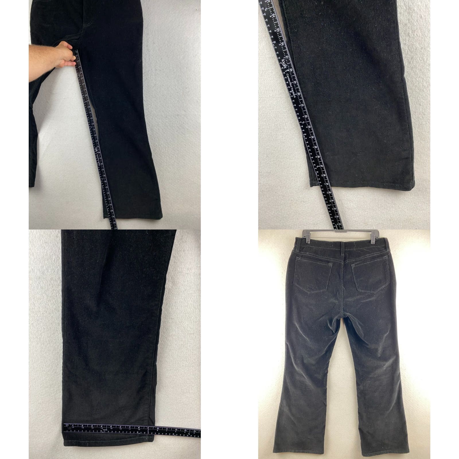 NYDJ VINTAGE NYDJ Pants Womens 14P Black Corduroy Bootcut Dark Wash Denim Pockets USA Made Size 36" / US 14 / IT 50 - 9 Thumbnail
