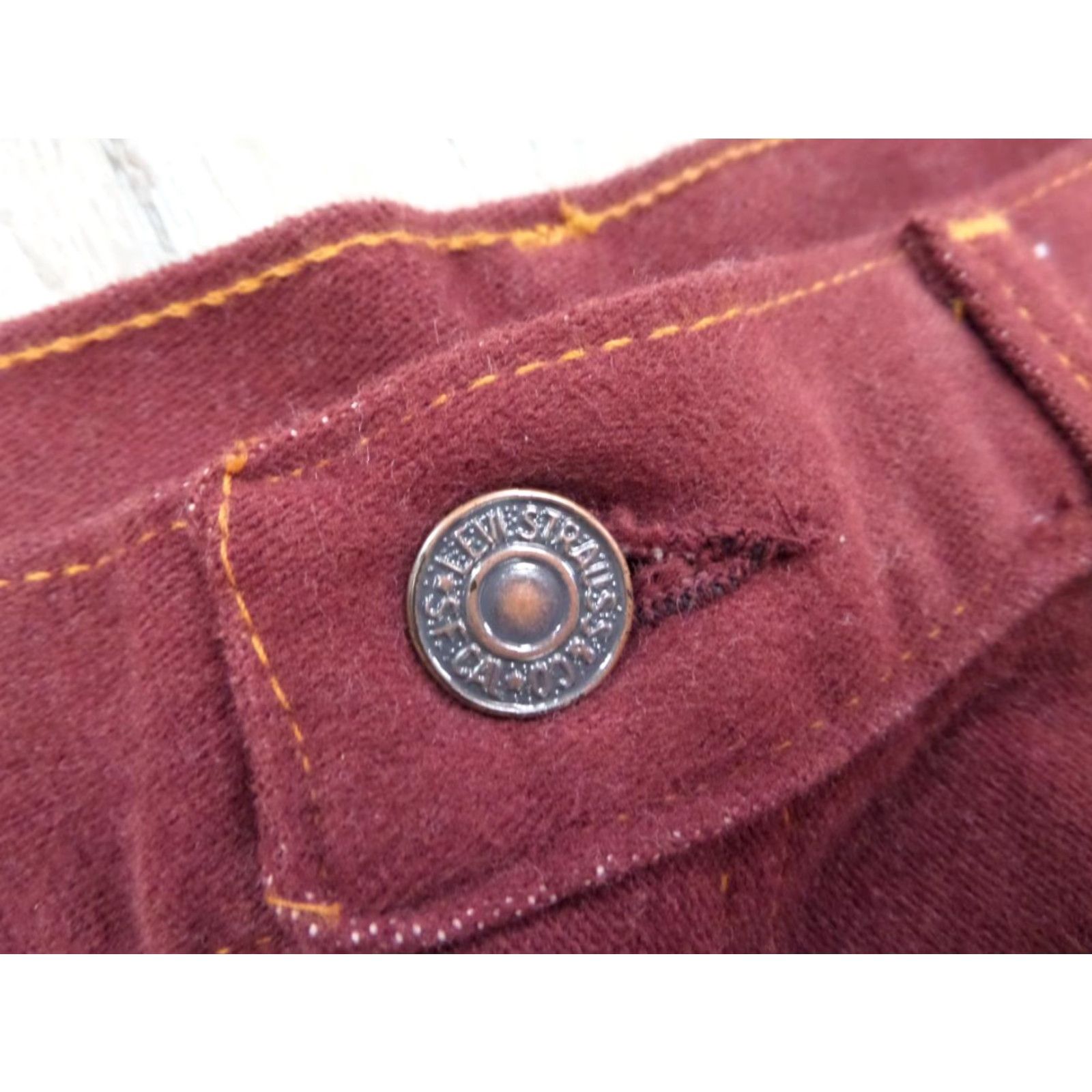 Levi's VINTAGE Levi's burgundy HIGH WAIST pants 24x30 jeans CHAMOIS velvet Womens, no tag size, 1970s era Size 42" / US 20 - 7 Thumbnail