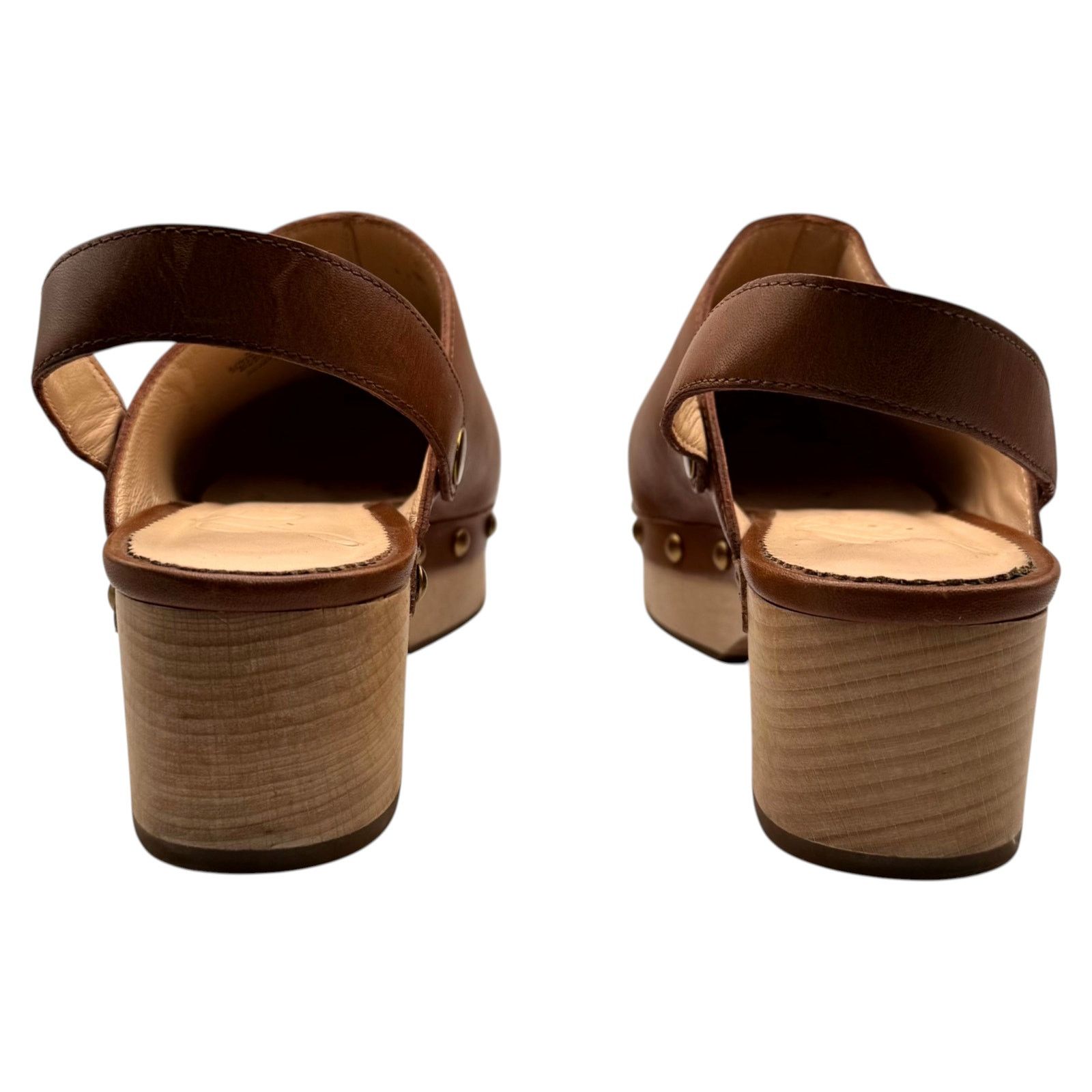 J.Crew J Crew Convertible Leather Clogs Wooden Heel Caramel 7 Size US 7 / IT 37 - 4 Thumbnail