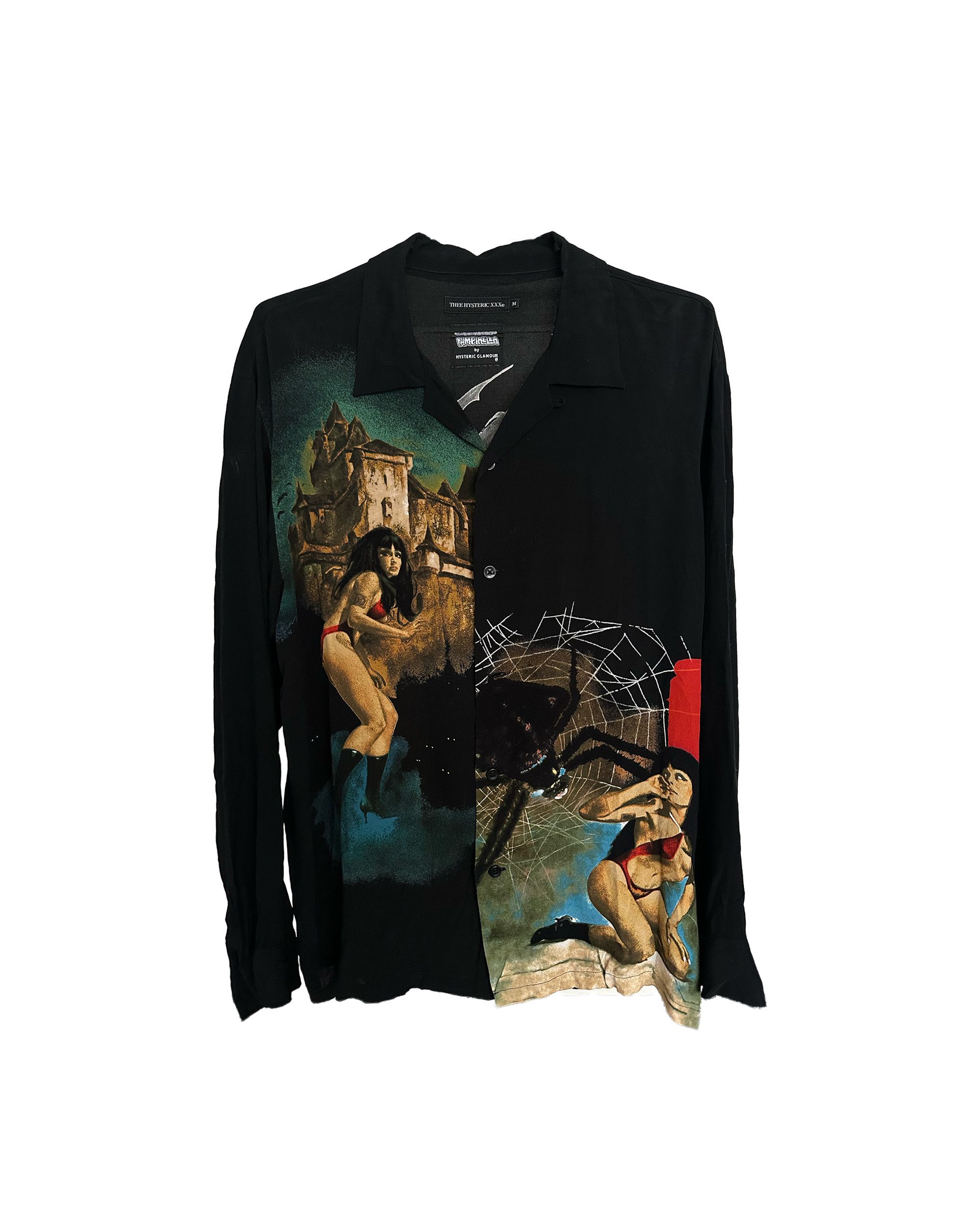 image of Hysteric Glamour Thee Hysteric Xxx × Vampirella Rayon Shirt in Black, Men's (Size Large)