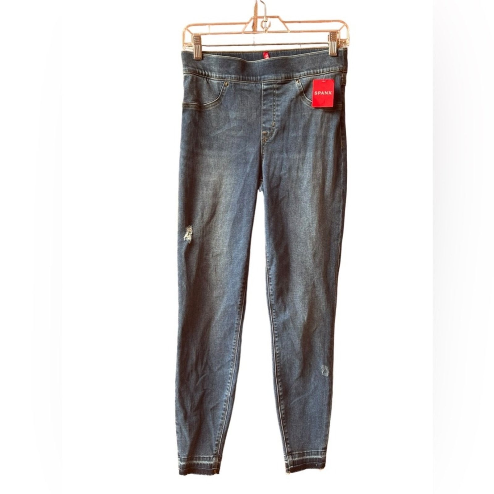 Spanx SPANX Distressed Ankle Skinny Jeans Medium Wash Size 28" / US 6 / IT 42 - 2 Thumbnail