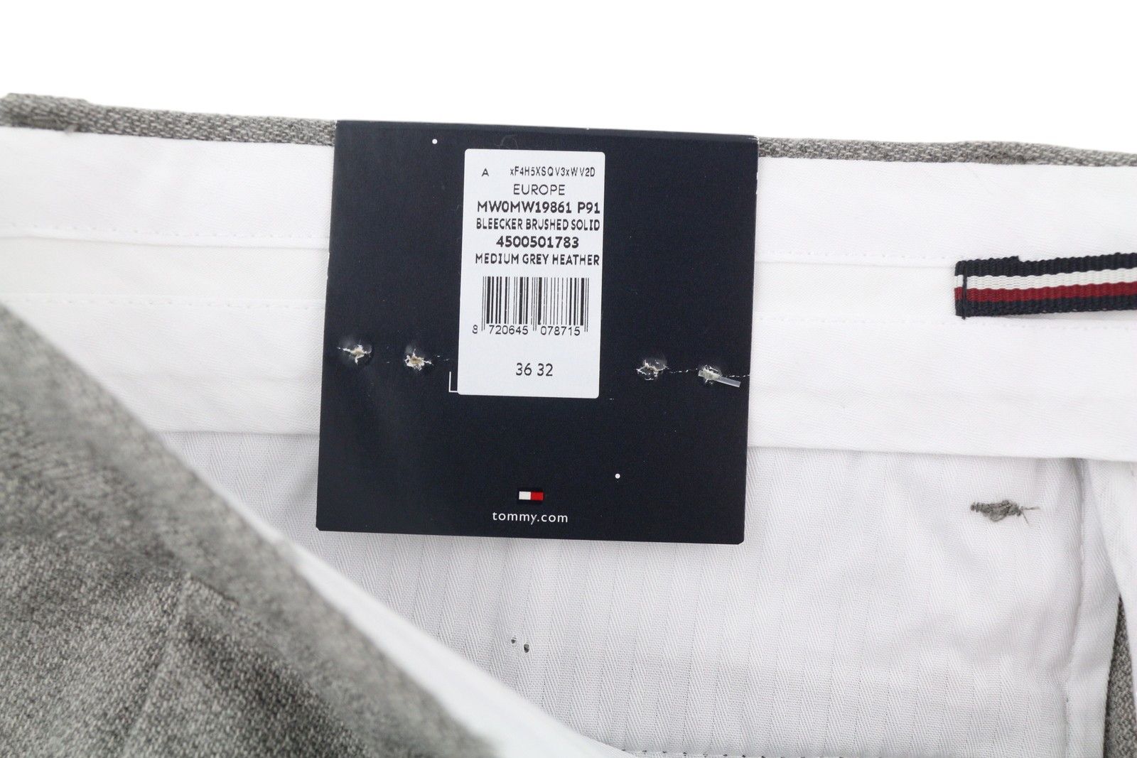 Tommy Hilfiger BLEECKER STRETCH W36/L32 Melange Grey Slim Trousers 85135 Size US 36 / EU 52 - 6 Thumbnail