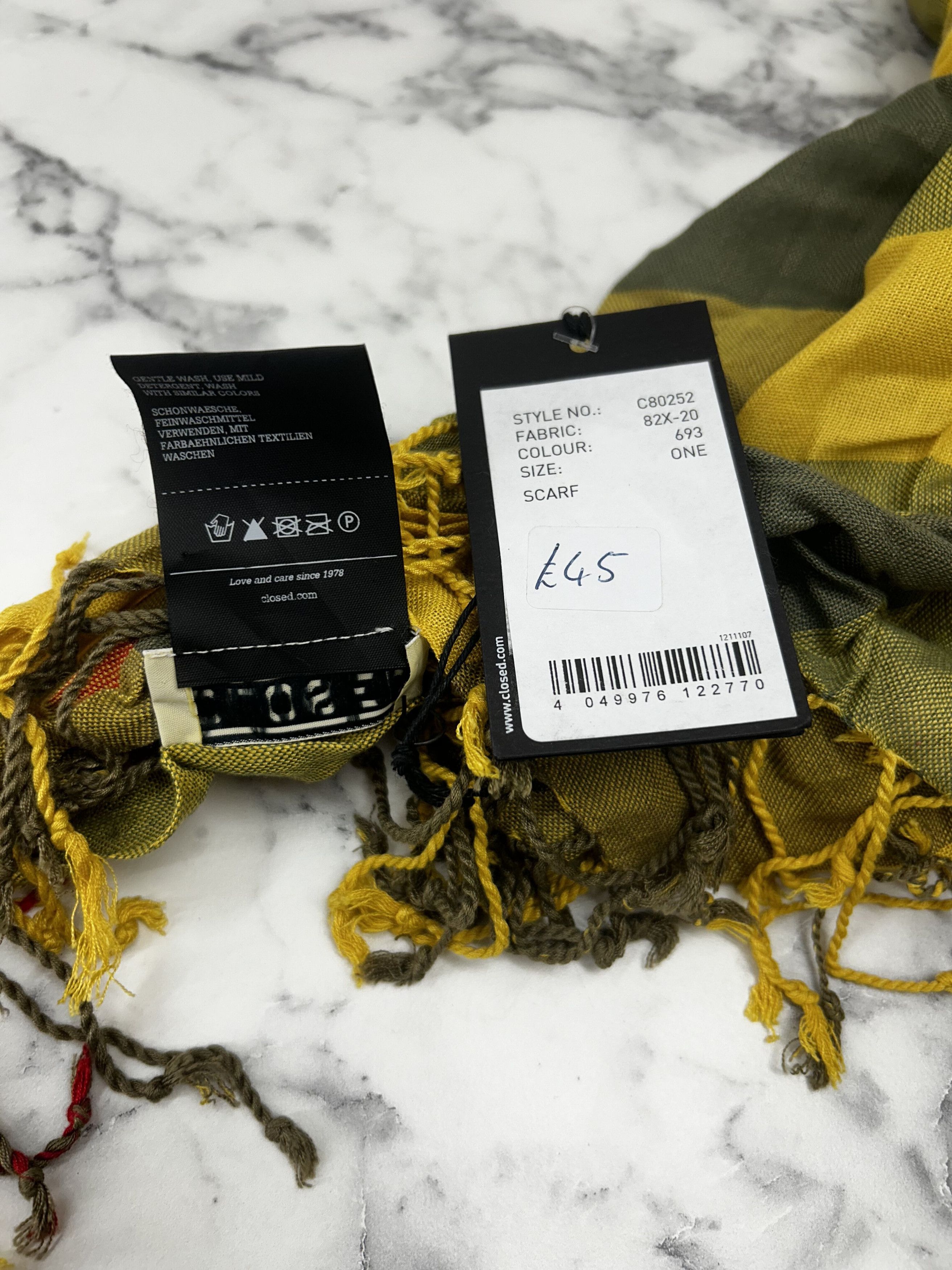 CLOSED Closed Dark Yellow Base Checked Scarf Size ONE SIZE - 4 Thumbnail