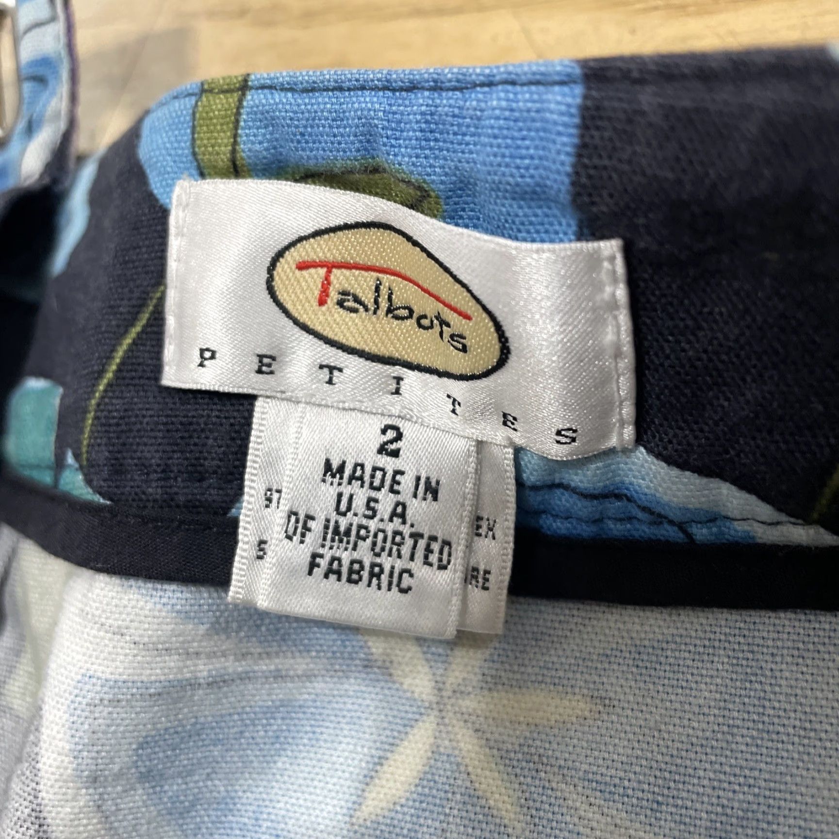 Talbots VINTAGE Talbots Skirt Hawaiian Floral Midi Cotton Canvas Belted Blue Green Black Women 2 Regular Summer Spring Womens Size 26" / US 2 / IT 38 - 7 Thumbnail
